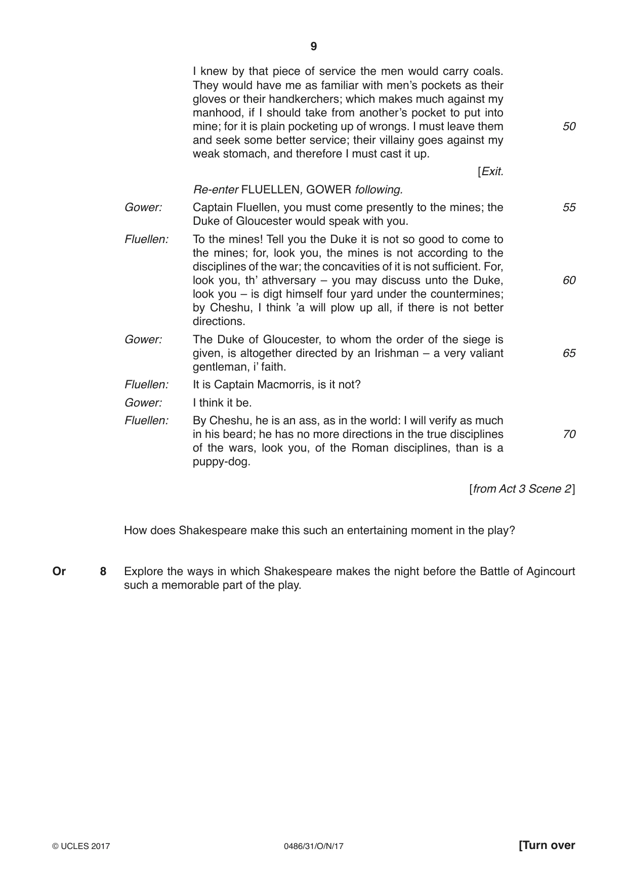 Cambridge IGCSE English - Literature 0486 2017 Oct/Nov Paper 3 · Variant 1 question paper, page 9 of 12