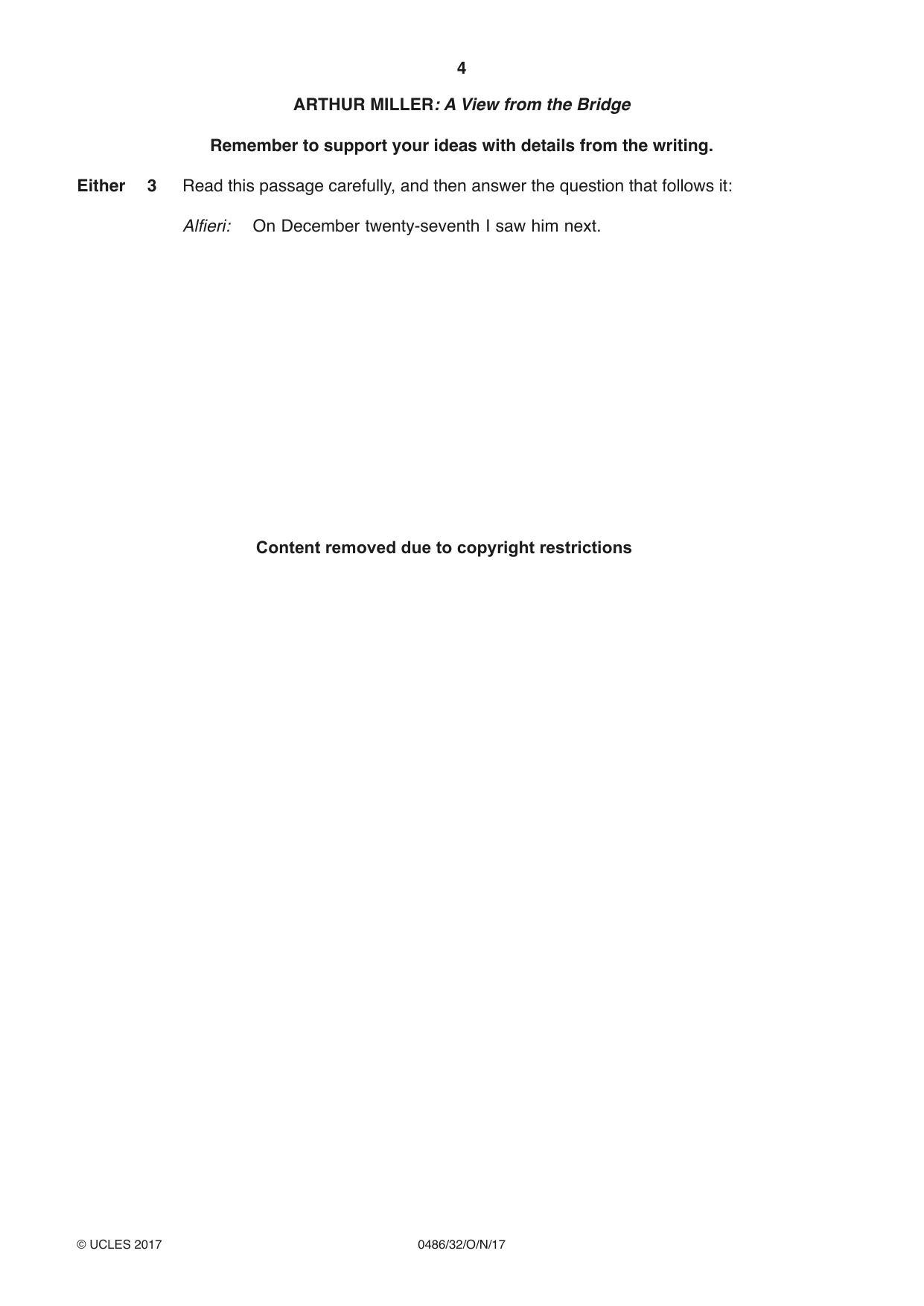 Cambridge IGCSE English - Literature 0486 2017 Oct/Nov Paper 3 · Variant 2 question paper, page 4 of 12