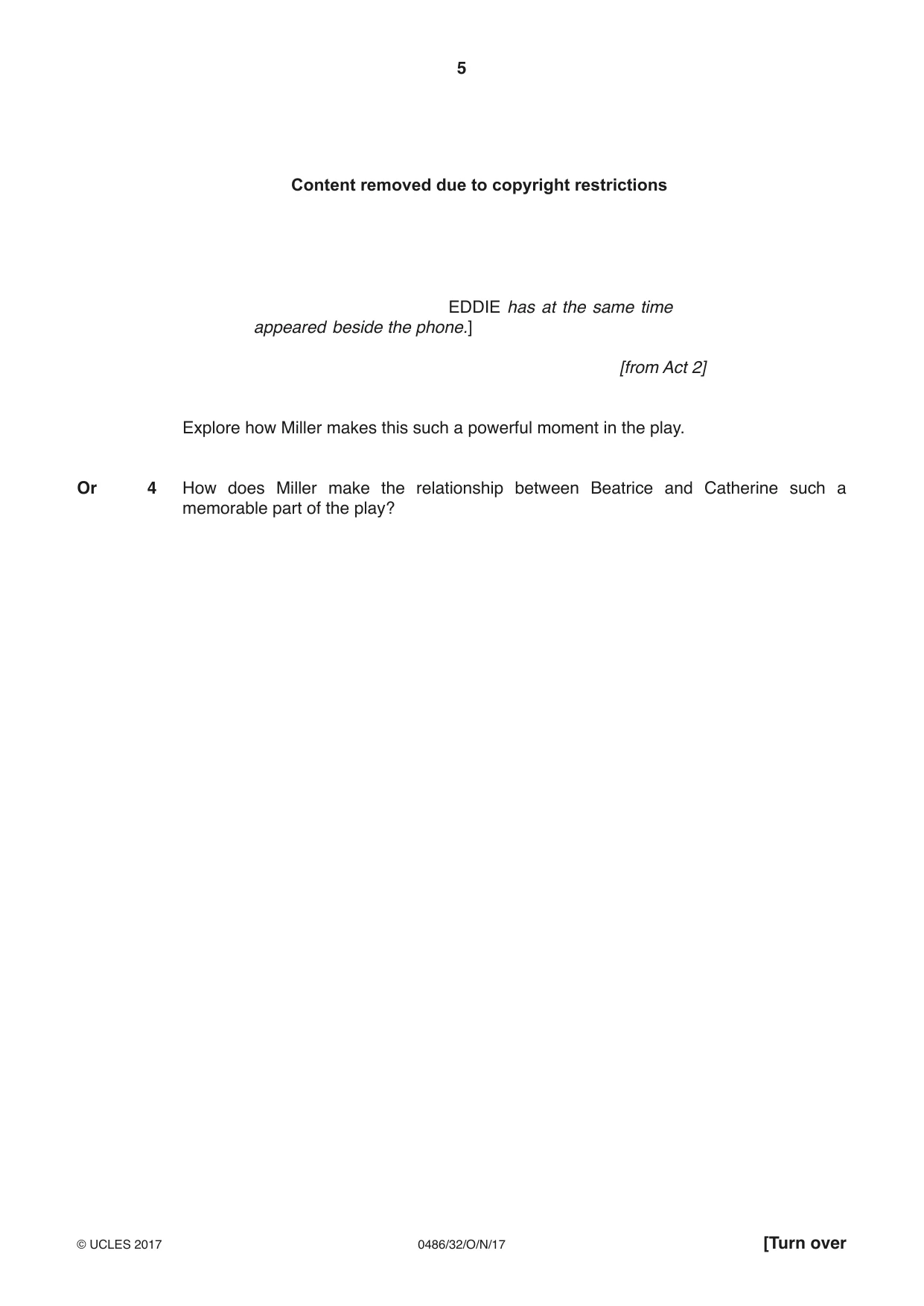 Cambridge IGCSE English - Literature 0486 2017 Oct/Nov Paper 3 · Variant 2 question paper, page 5 of 12