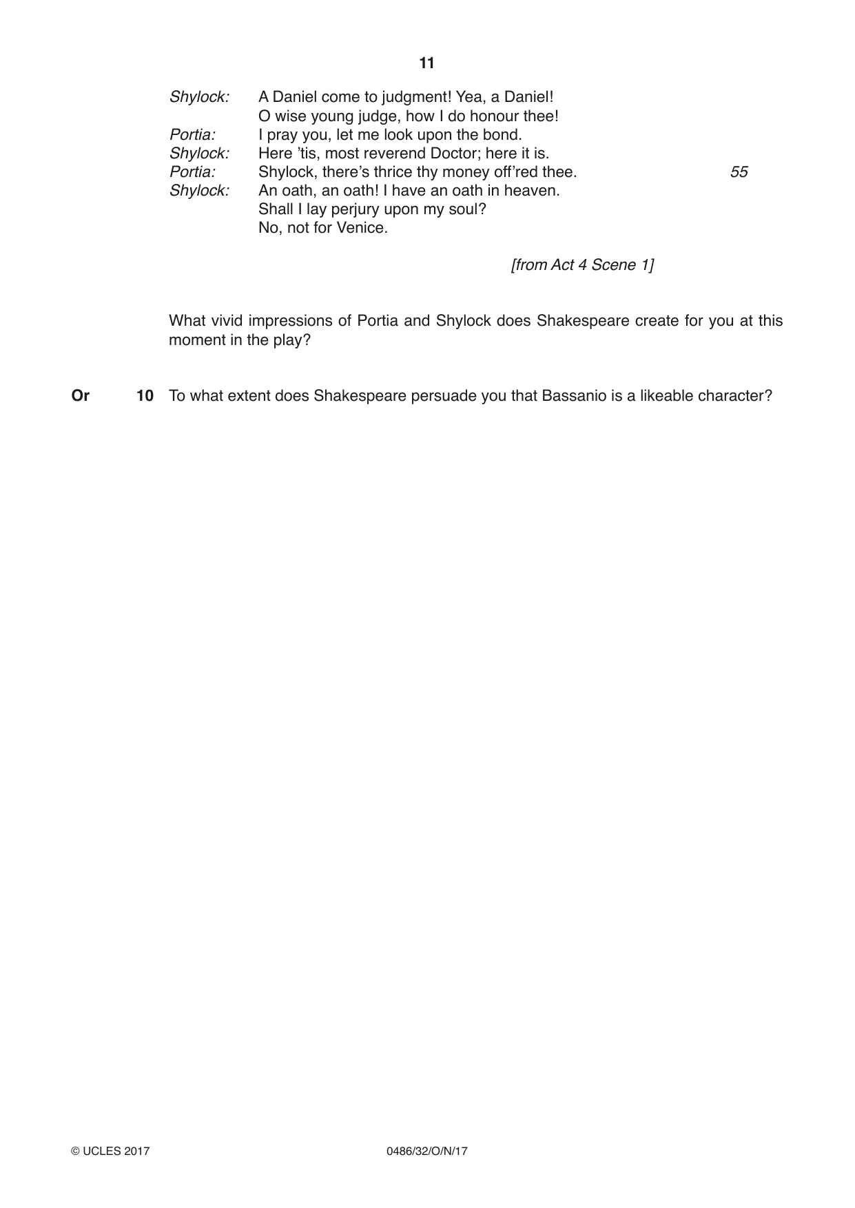 Cambridge IGCSE English - Literature 0486 2017 Oct/Nov Paper 3 · Variant 2 question paper, page 11 of 12