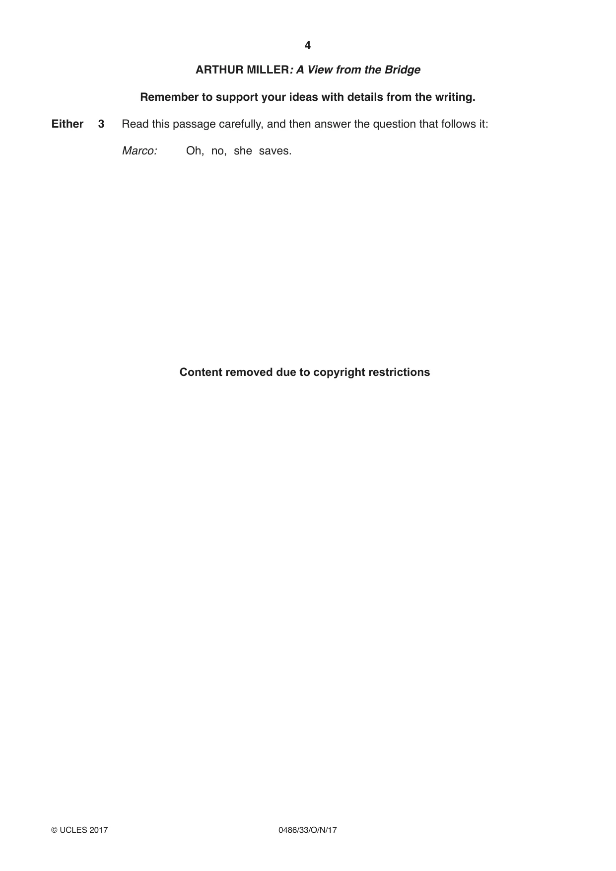Cambridge IGCSE English - Literature 0486 2017 Oct/Nov Paper 3 · Variant 3 question paper, page 4 of 12