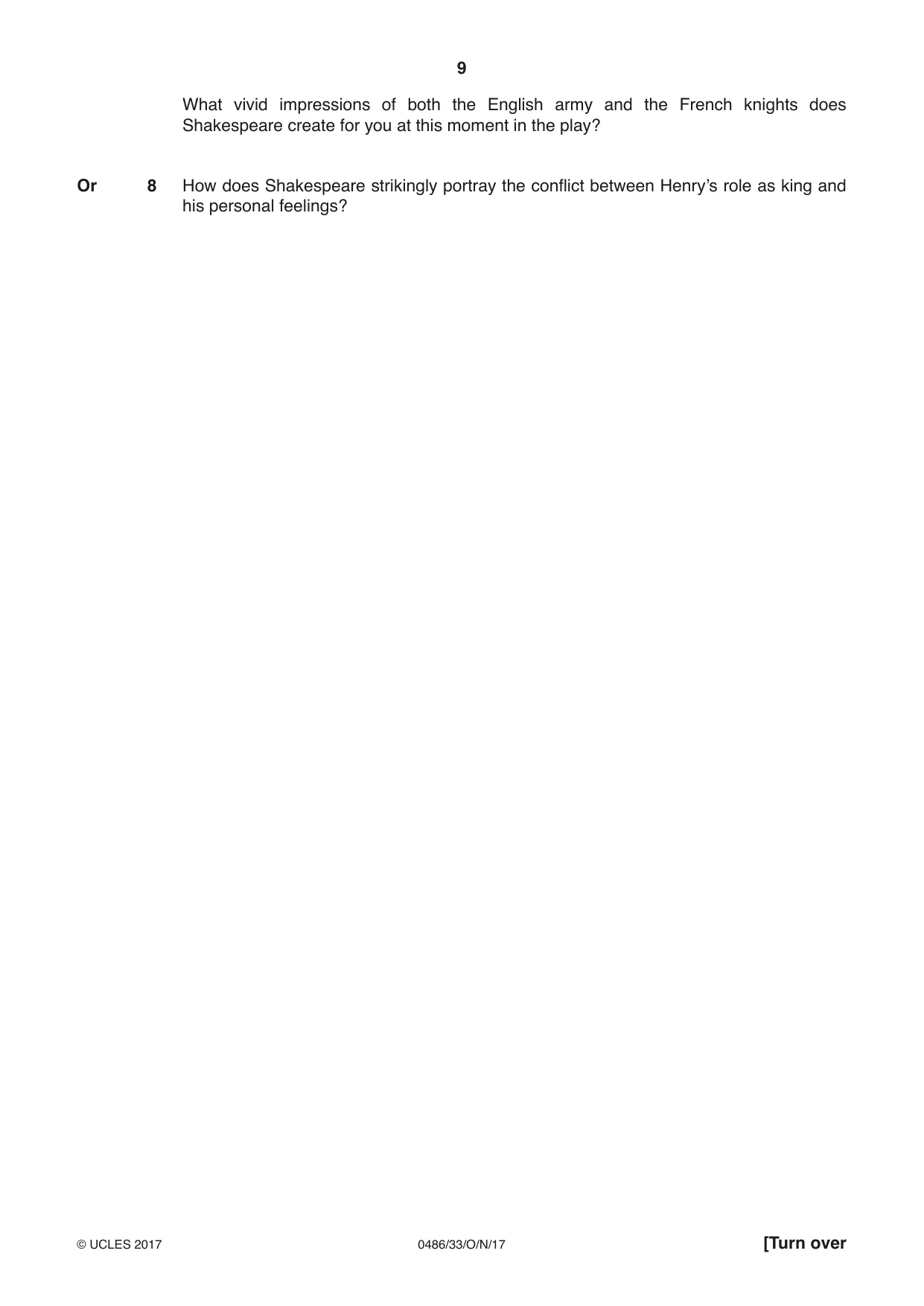 Cambridge IGCSE English - Literature 0486 2017 Oct/Nov Paper 3 · Variant 3 question paper, page 9 of 12
