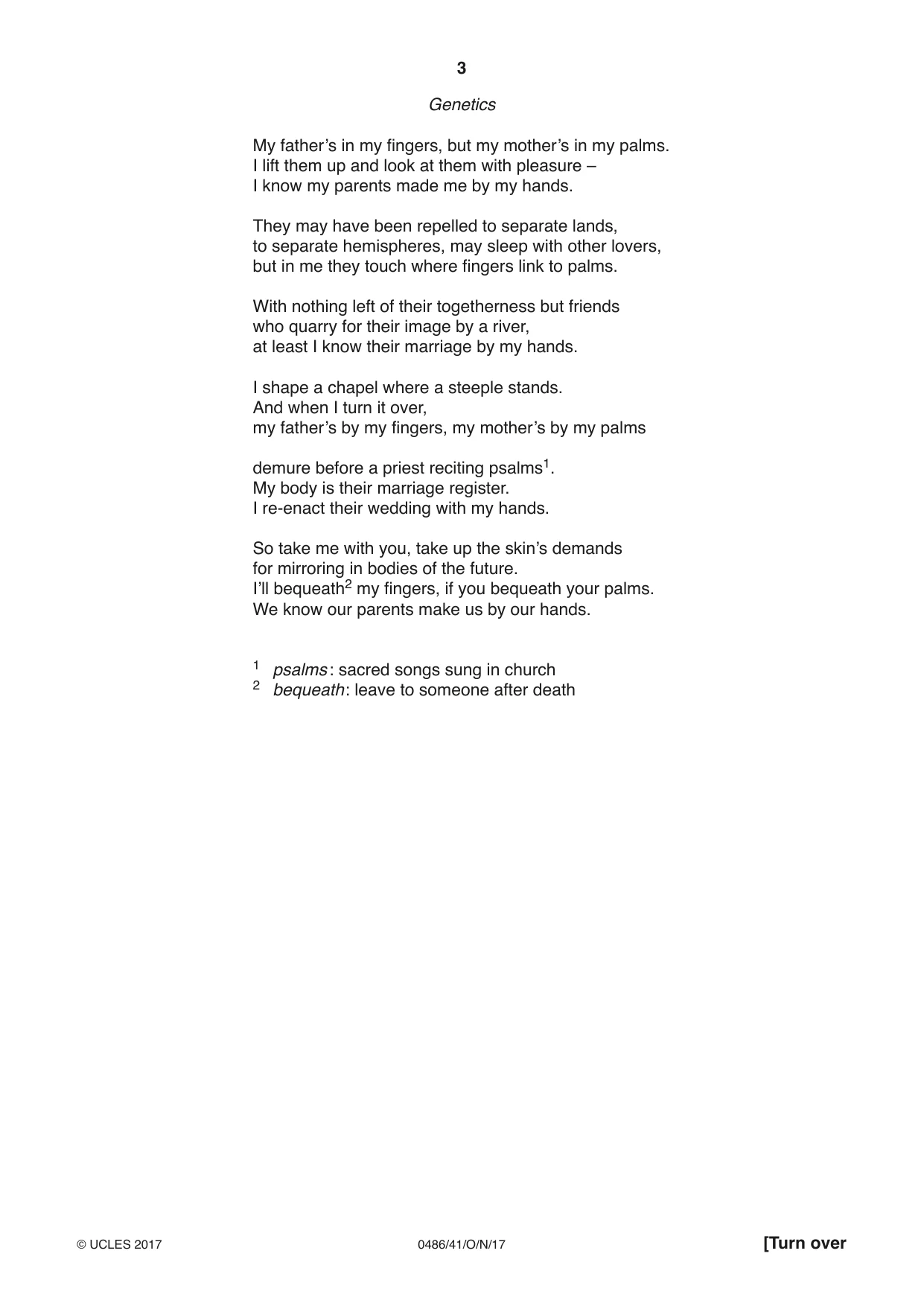Cambridge IGCSE English - Literature 0486 2017 Oct/Nov Paper 4 · Variant 1 question paper, page 3 of 8