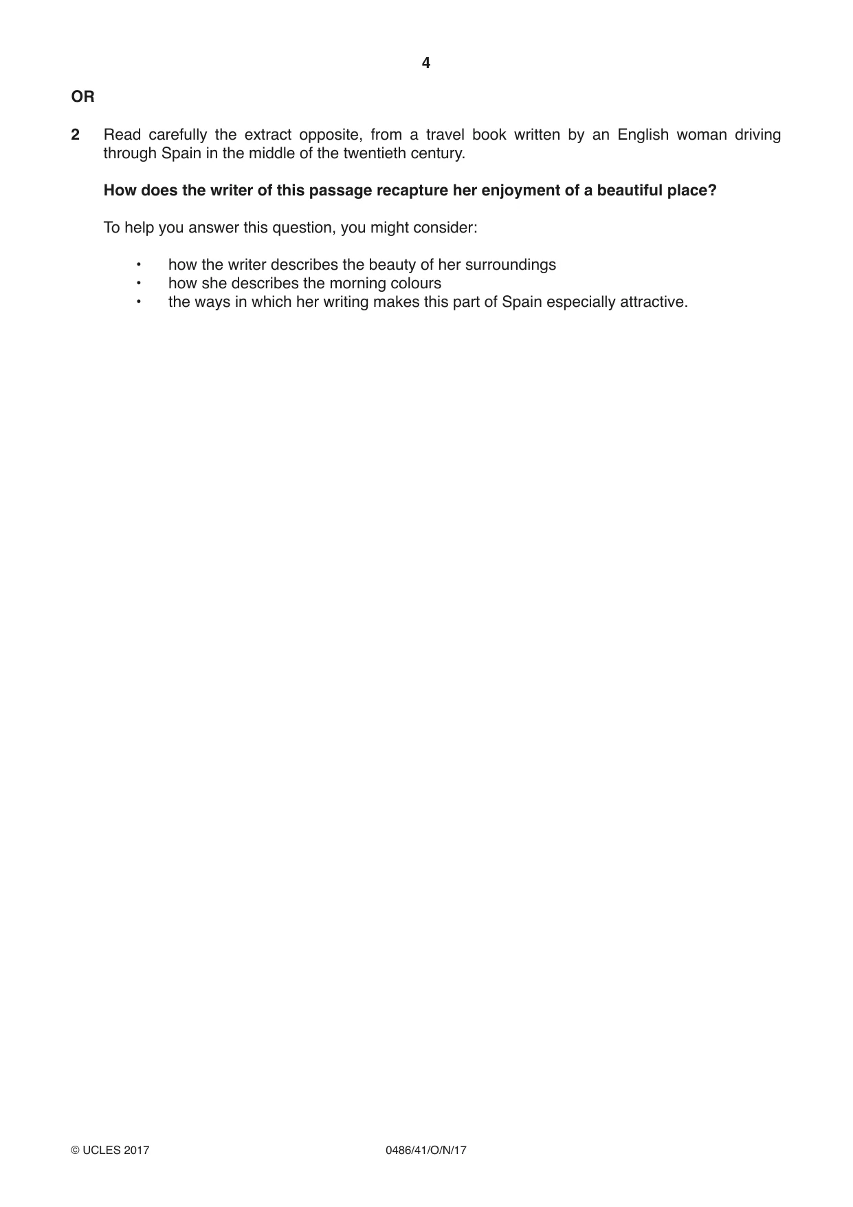 Cambridge IGCSE English - Literature 0486 2017 Oct/Nov Paper 4 · Variant 1 question paper, page 4 of 8