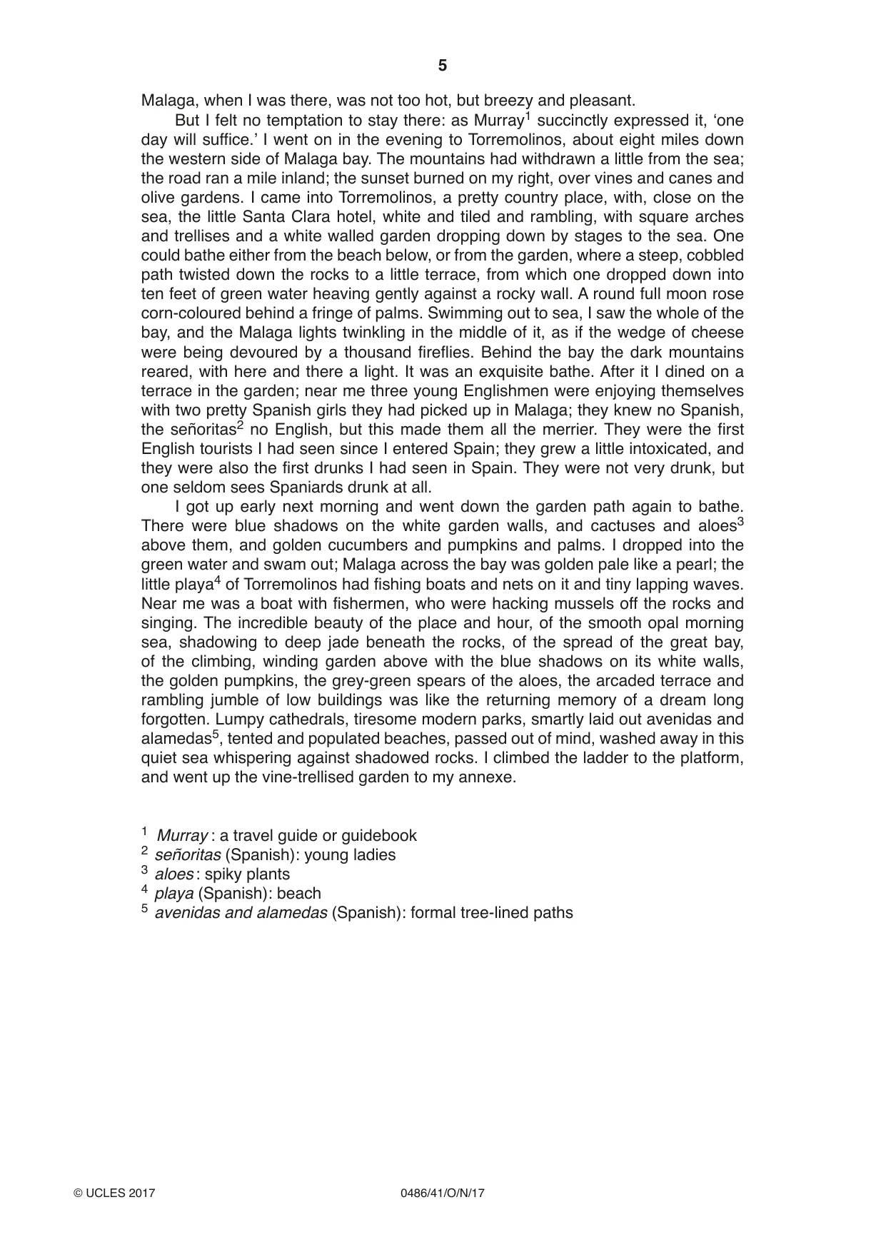 Cambridge IGCSE English - Literature 0486 2017 Oct/Nov Paper 4 · Variant 1 question paper, page 5 of 8