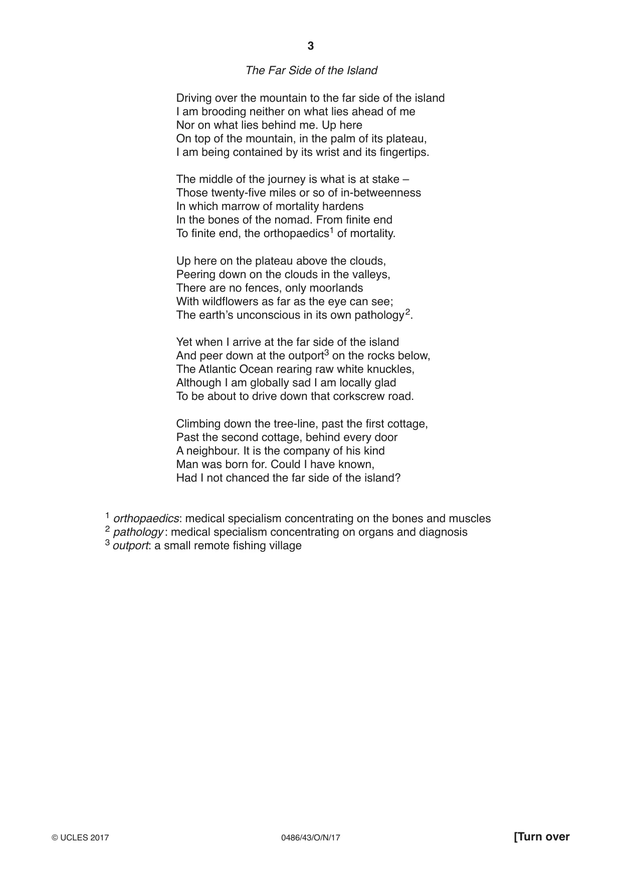 Cambridge IGCSE English - Literature 0486 2017 Oct/Nov Paper 4 · Variant 3 question paper, page 3 of 8