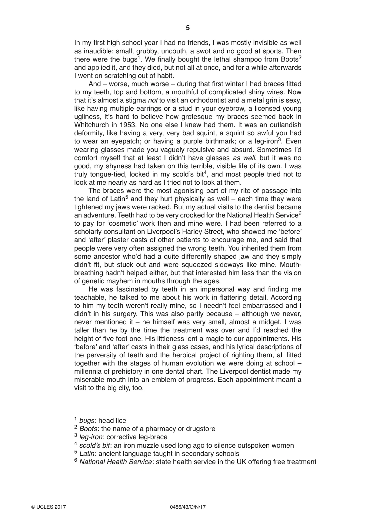 Cambridge IGCSE English - Literature 0486 2017 Oct/Nov Paper 4 · Variant 3 question paper, page 5 of 8
