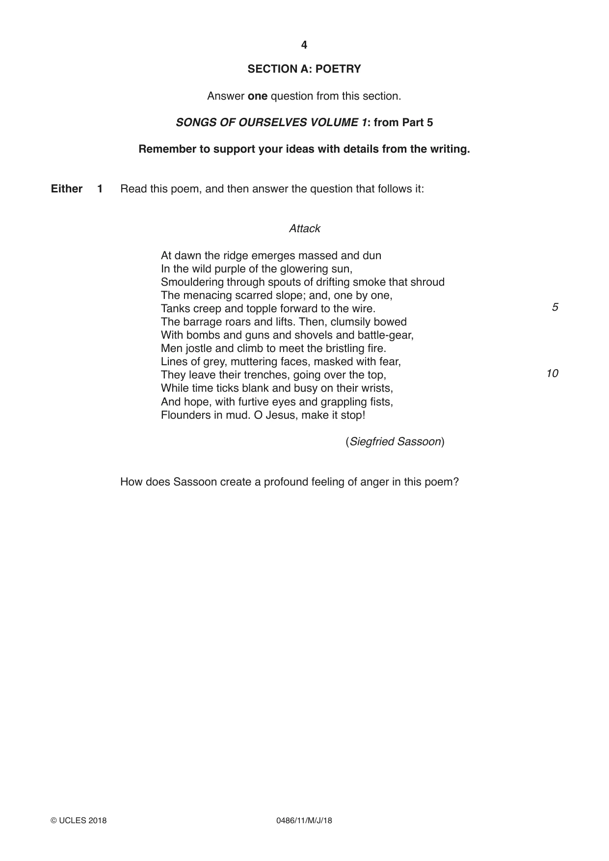 Cambridge IGCSE English - Literature 0486 2018 May/June Paper 1 · Variant 1 question paper, page 4 of 28