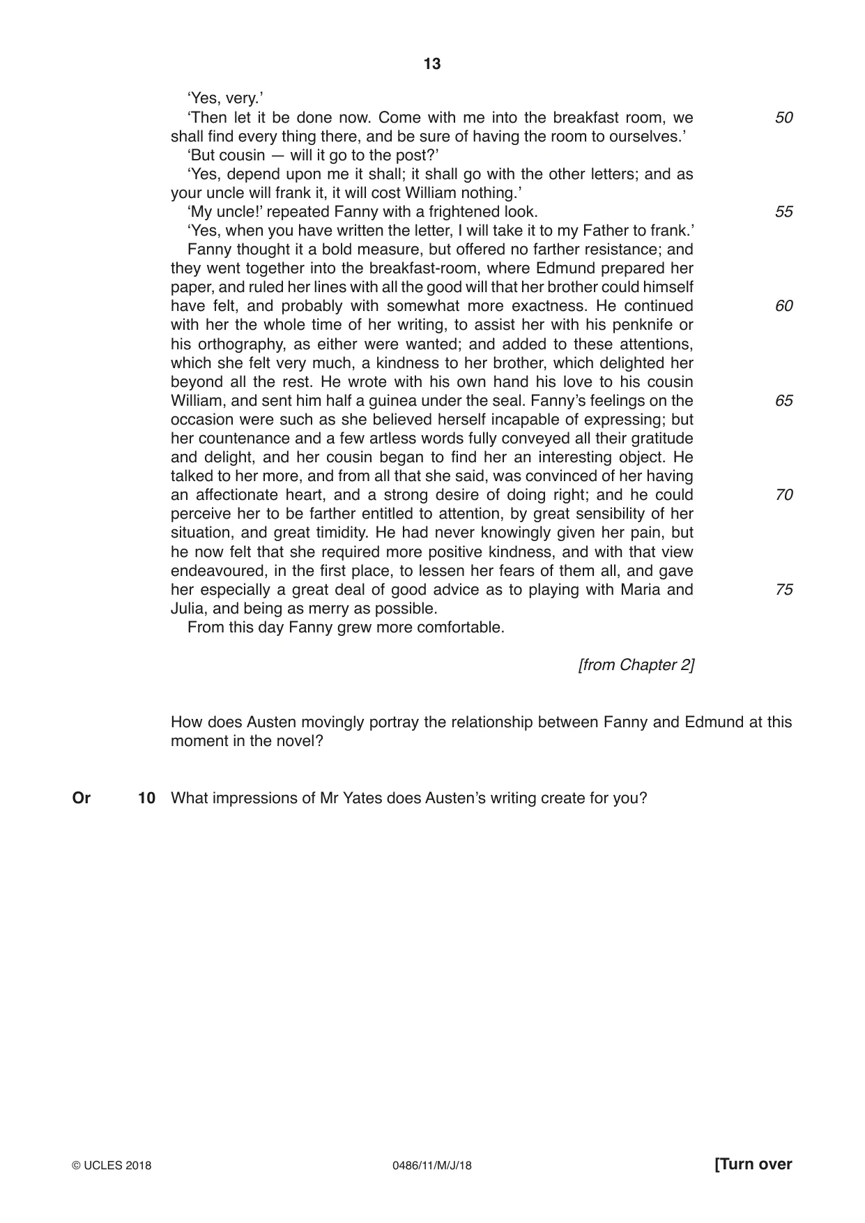 Cambridge IGCSE English - Literature 0486 2018 May/June Paper 1 · Variant 1 question paper, page 13 of 28
