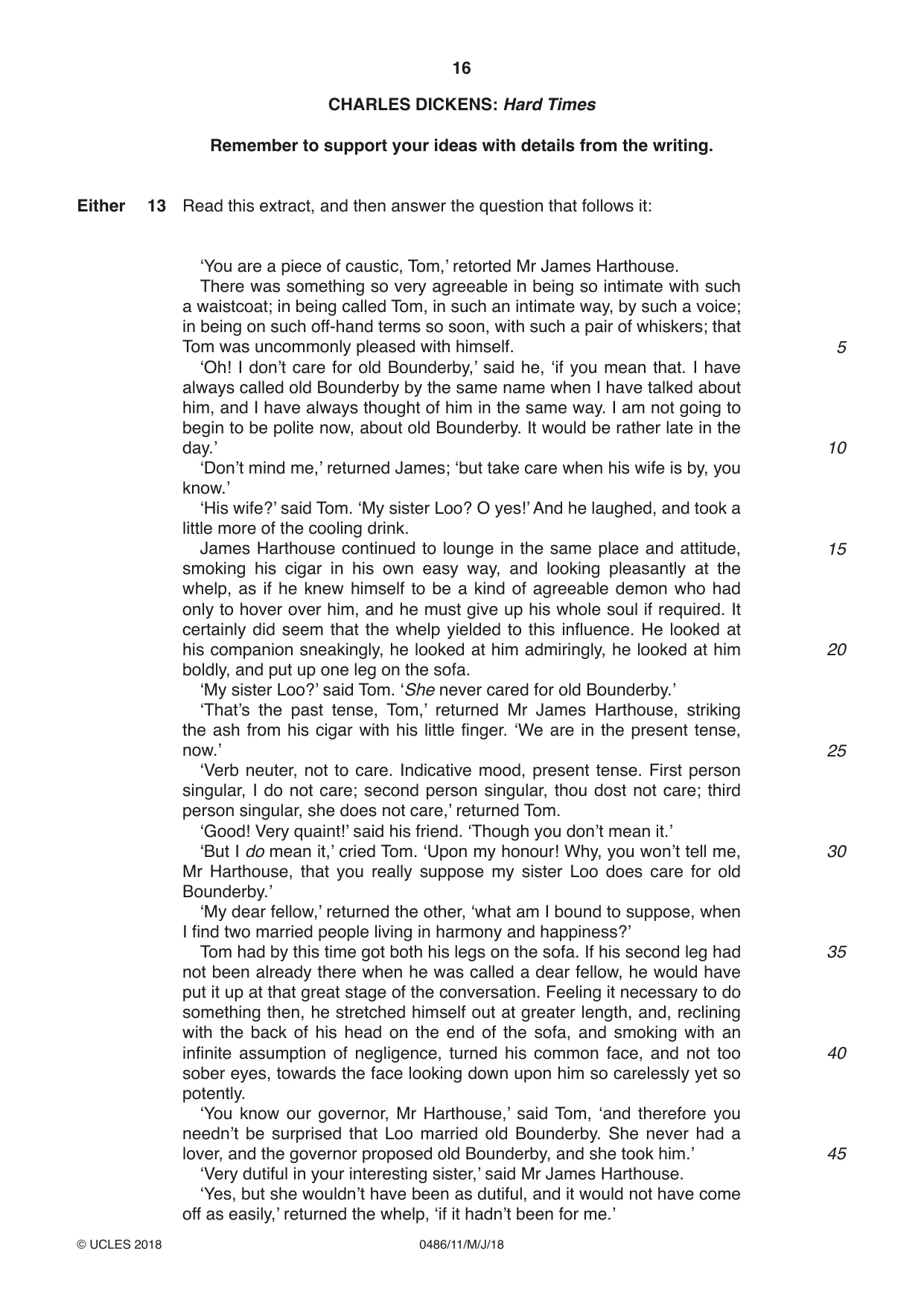 Cambridge IGCSE English - Literature 0486 2018 May/June Paper 1 · Variant 1 question paper, page 16 of 28
