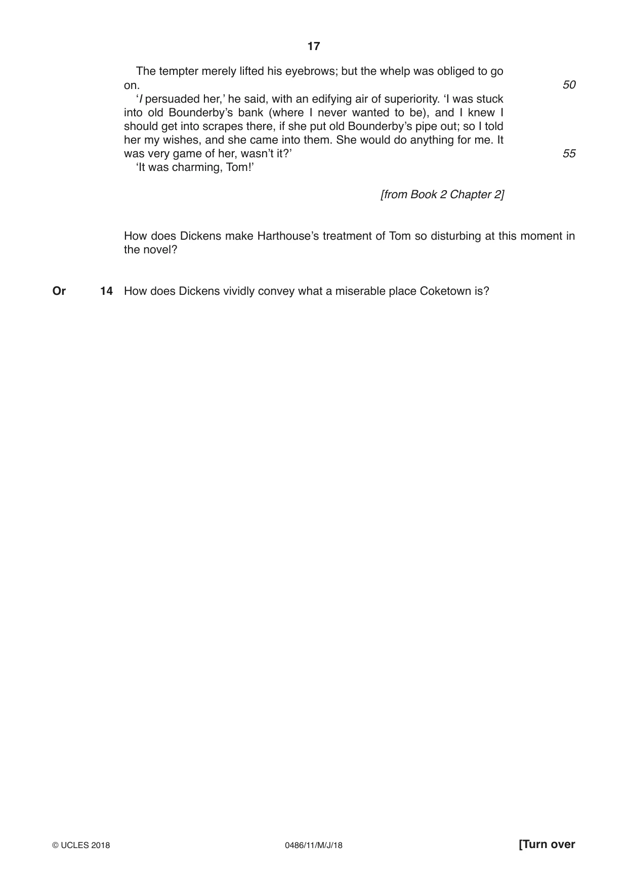 Cambridge IGCSE English - Literature 0486 2018 May/June Paper 1 · Variant 1 question paper, page 17 of 28