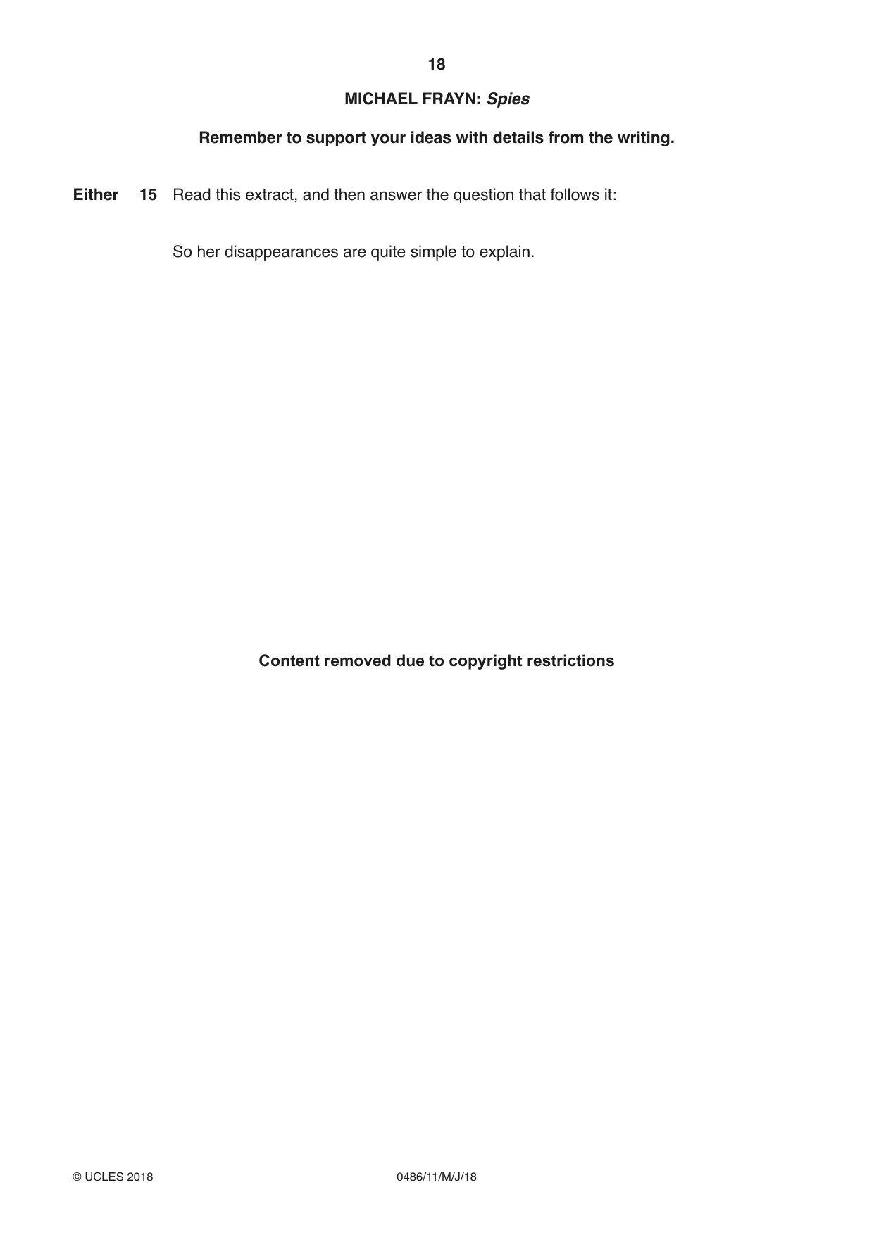 Cambridge IGCSE English - Literature 0486 2018 May/June Paper 1 · Variant 1 question paper, page 18 of 28