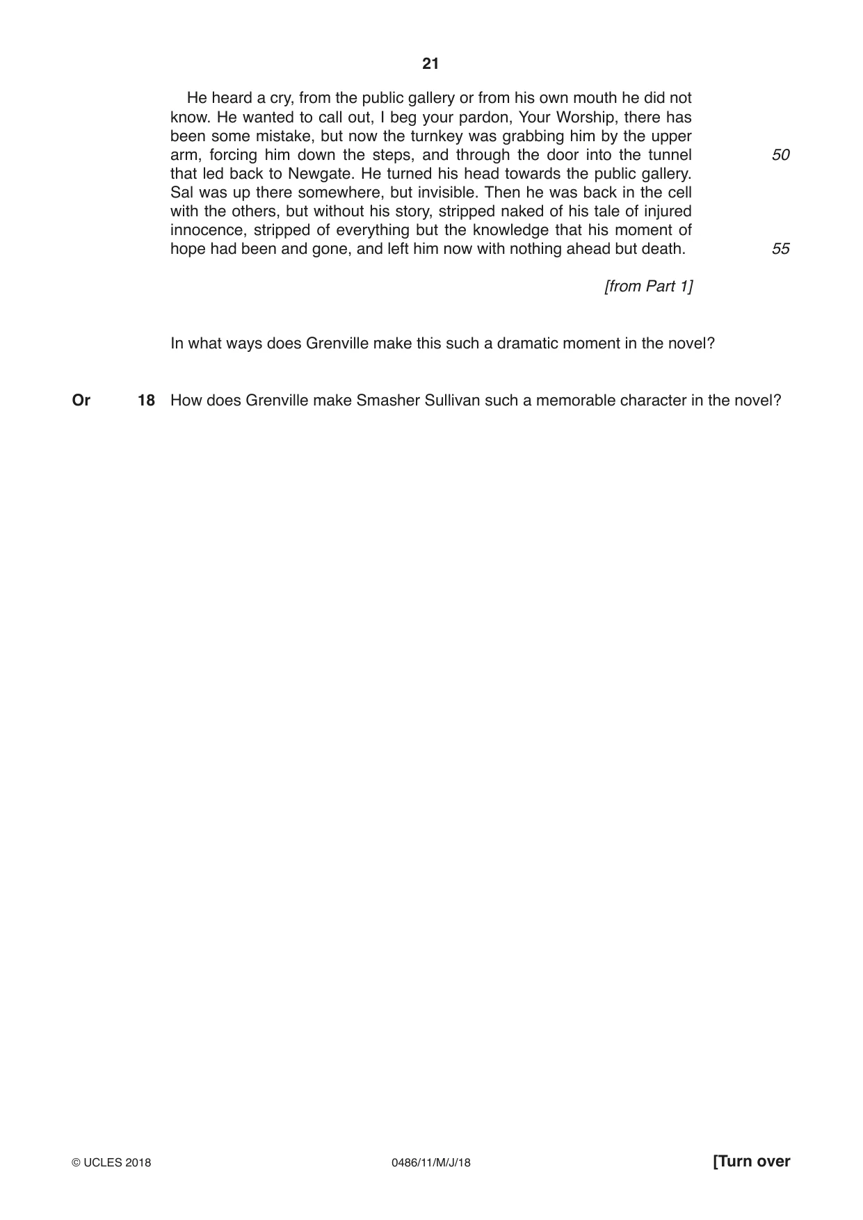Cambridge IGCSE English - Literature 0486 2018 May/June Paper 1 · Variant 1 question paper, page 21 of 28
