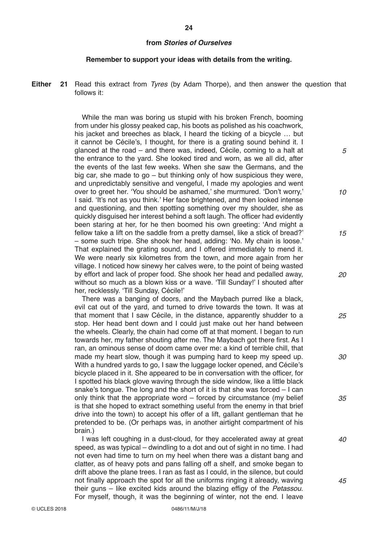 Cambridge IGCSE English - Literature 0486 2018 May/June Paper 1 · Variant 1 question paper, page 24 of 28