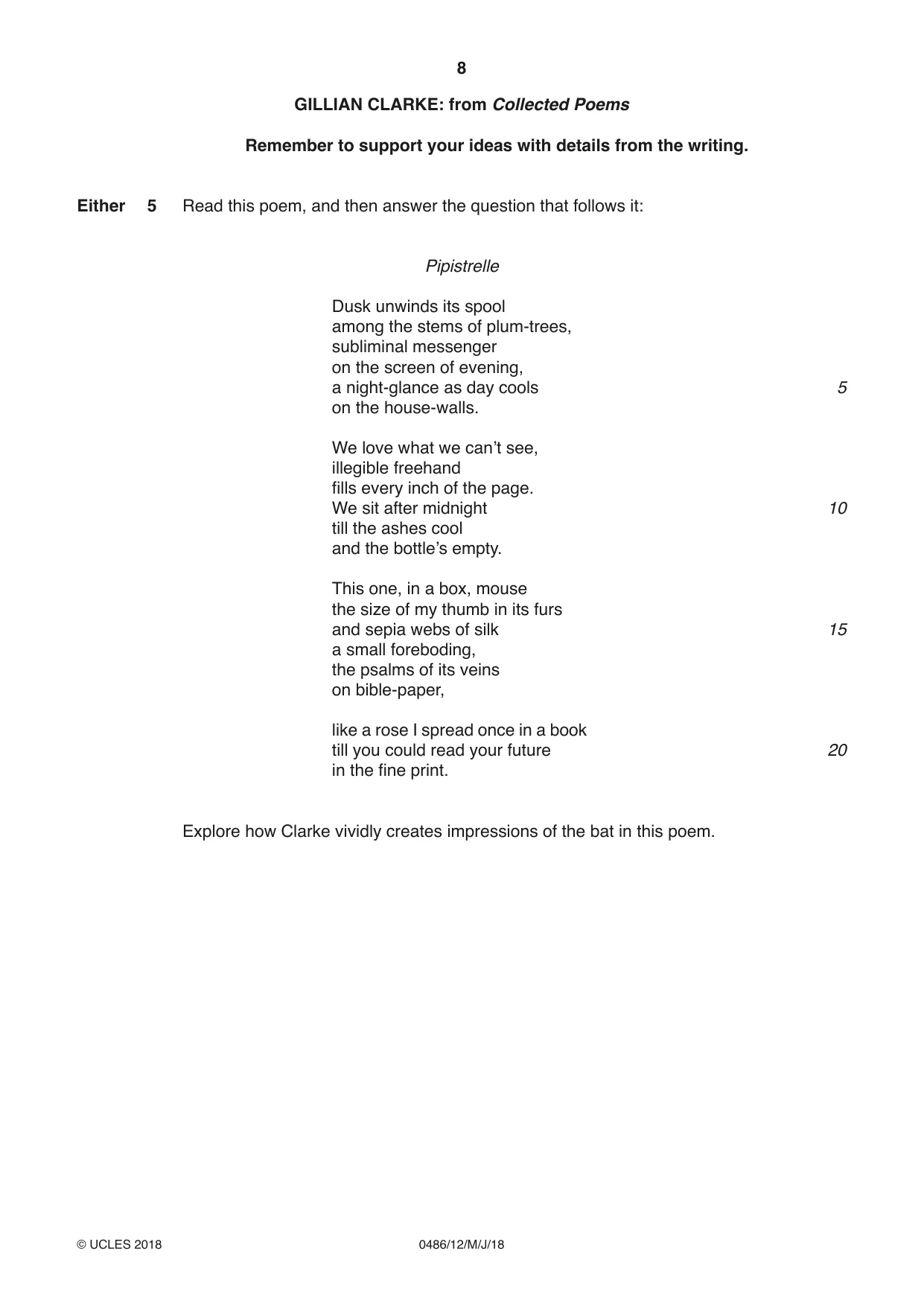 Cambridge IGCSE English - Literature 0486 2018 May/June Paper 1 · Variant 2 question paper, page 8 of 28
