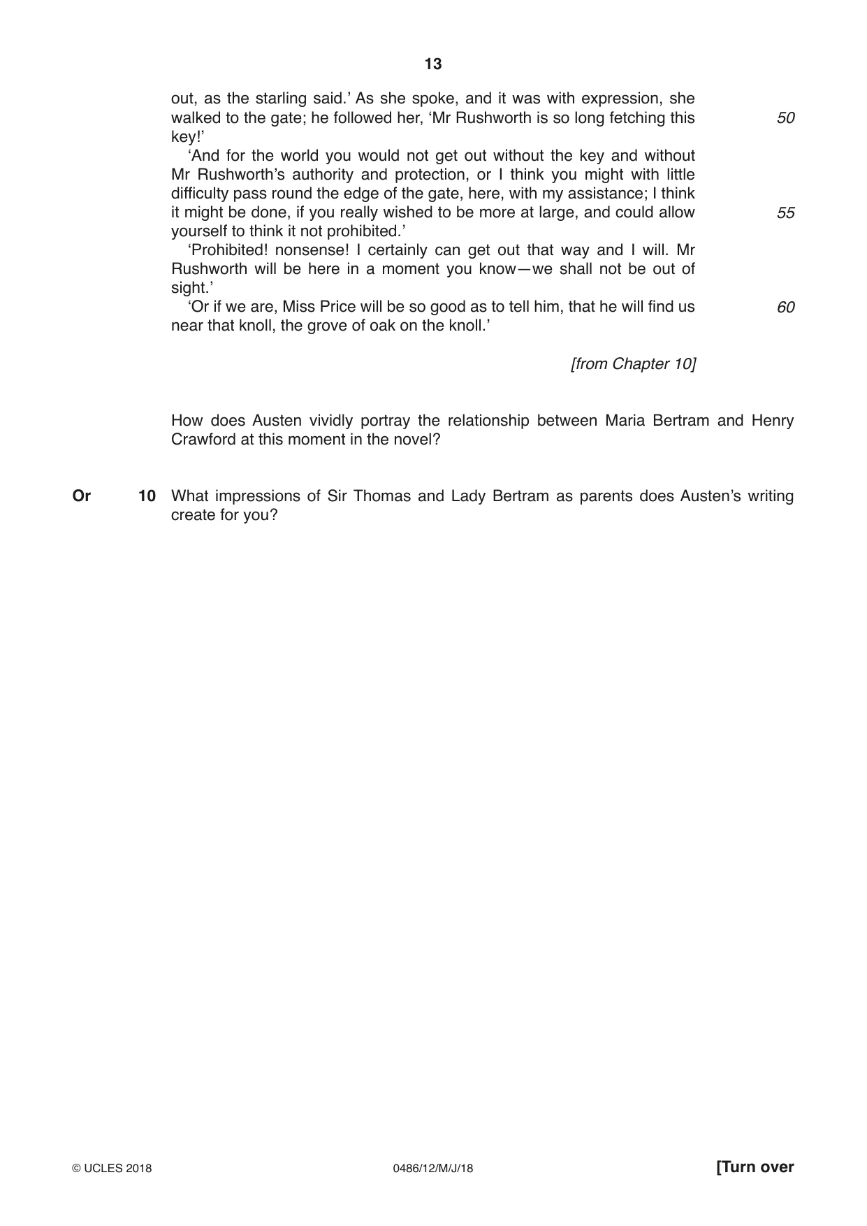 Cambridge IGCSE English - Literature 0486 2018 May/June Paper 1 · Variant 2 question paper, page 13 of 28