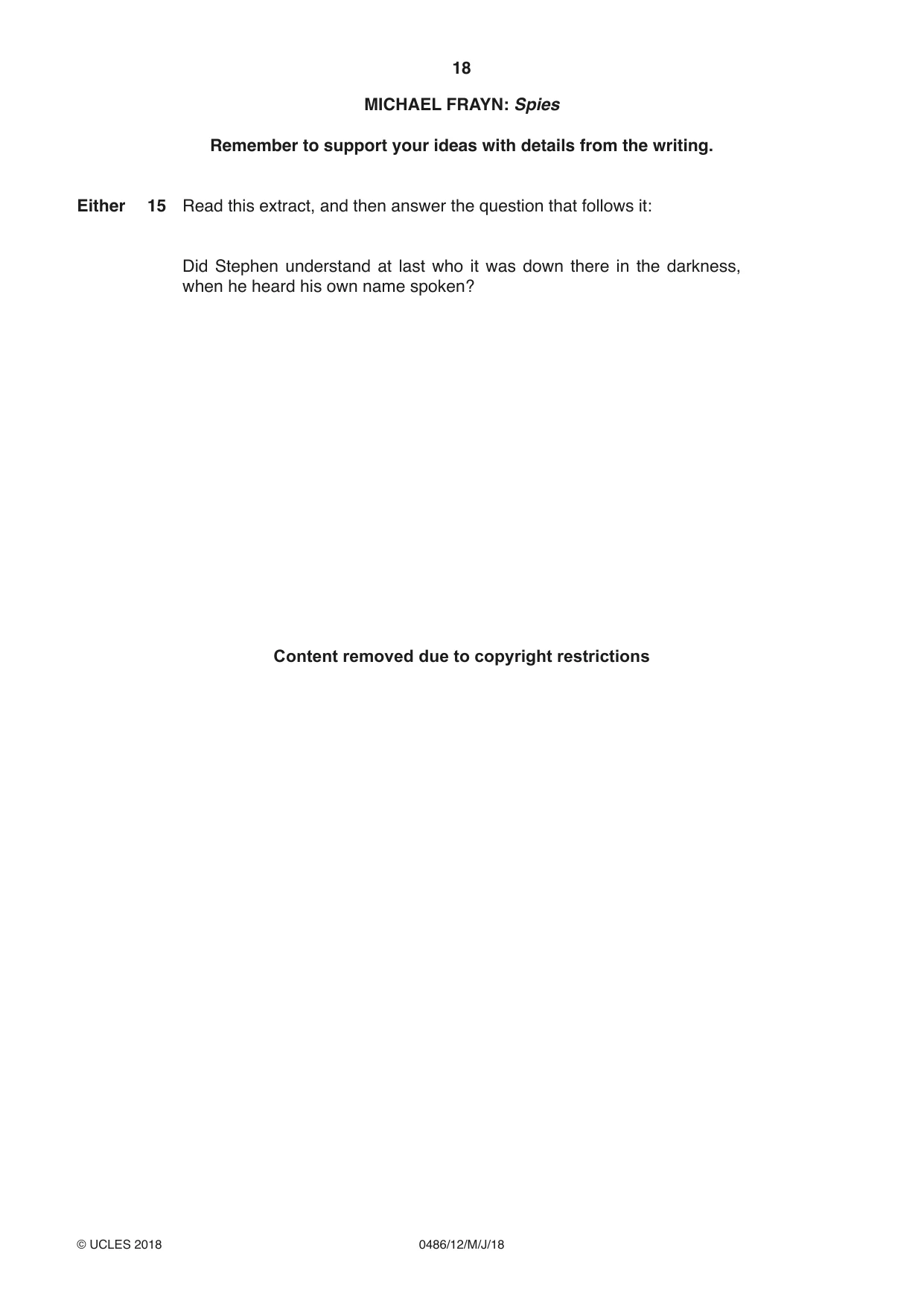 Cambridge IGCSE English - Literature 0486 2018 May/June Paper 1 · Variant 2 question paper, page 18 of 28
