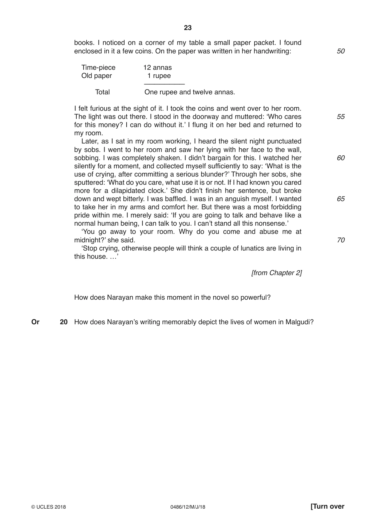 Cambridge IGCSE English - Literature 0486 2018 May/June Paper 1 · Variant 2 question paper, page 23 of 28