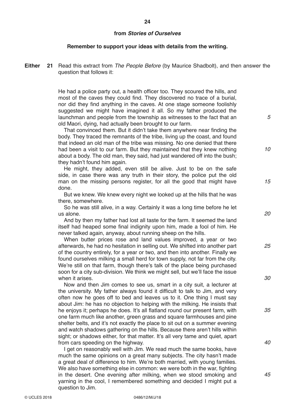 Cambridge IGCSE English - Literature 0486 2018 May/June Paper 1 · Variant 2 question paper, page 24 of 28