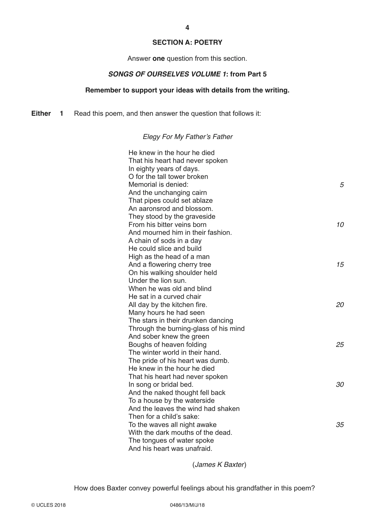 Cambridge IGCSE English - Literature 0486 2018 May/June Paper 1 · Variant 3 question paper, page 4 of 28