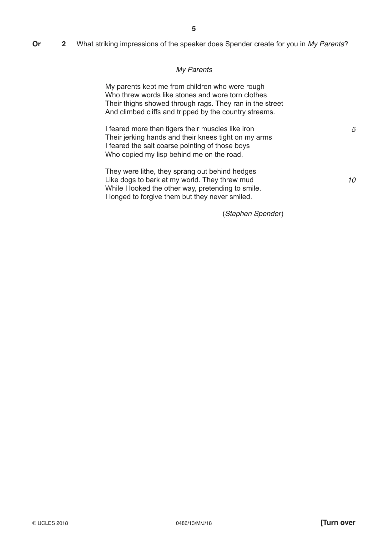 Cambridge IGCSE English - Literature 0486 2018 May/June Paper 1 · Variant 3 question paper, page 5 of 28