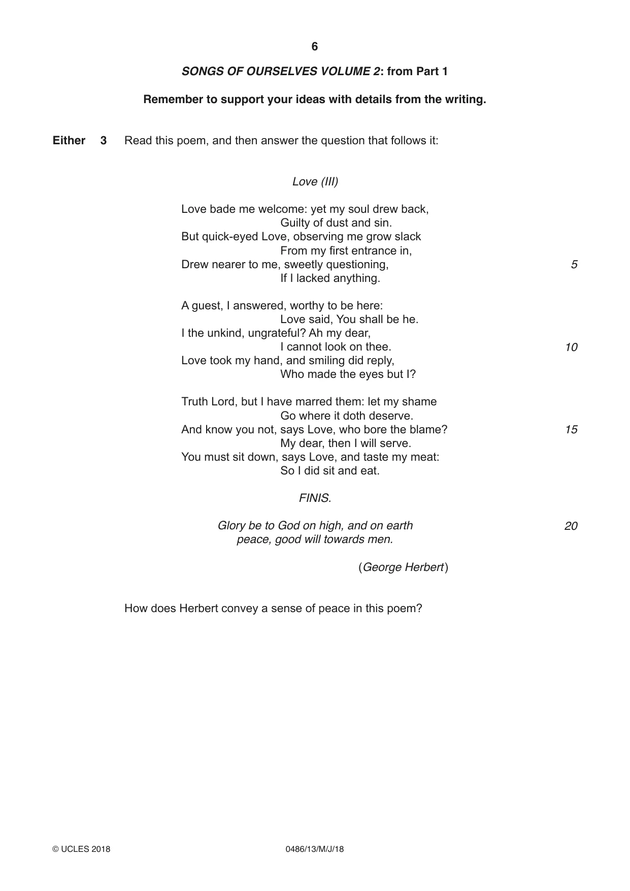 Cambridge IGCSE English - Literature 0486 2018 May/June Paper 1 · Variant 3 question paper, page 6 of 28
