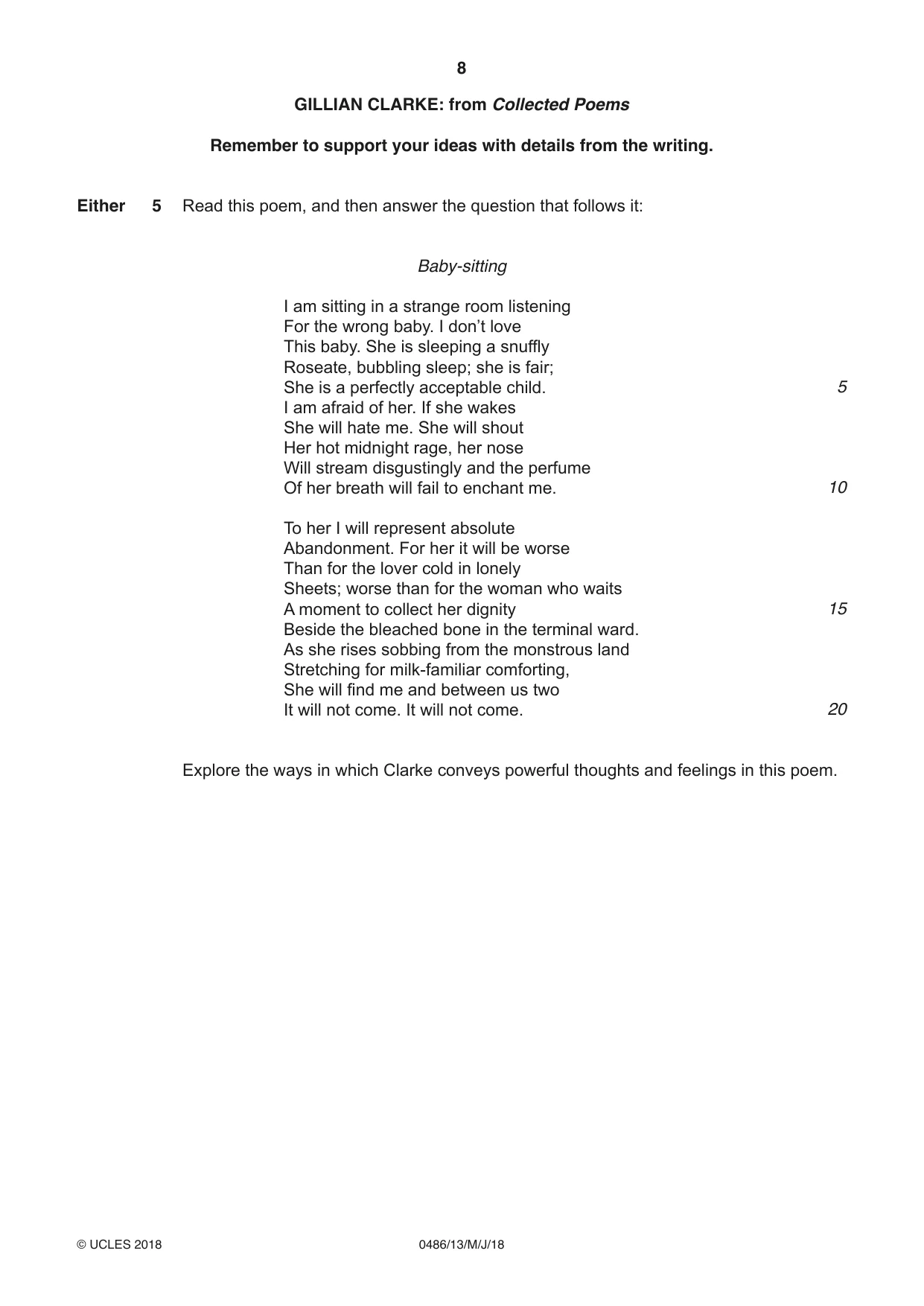 Cambridge IGCSE English - Literature 0486 2018 May/June Paper 1 · Variant 3 question paper, page 8 of 28