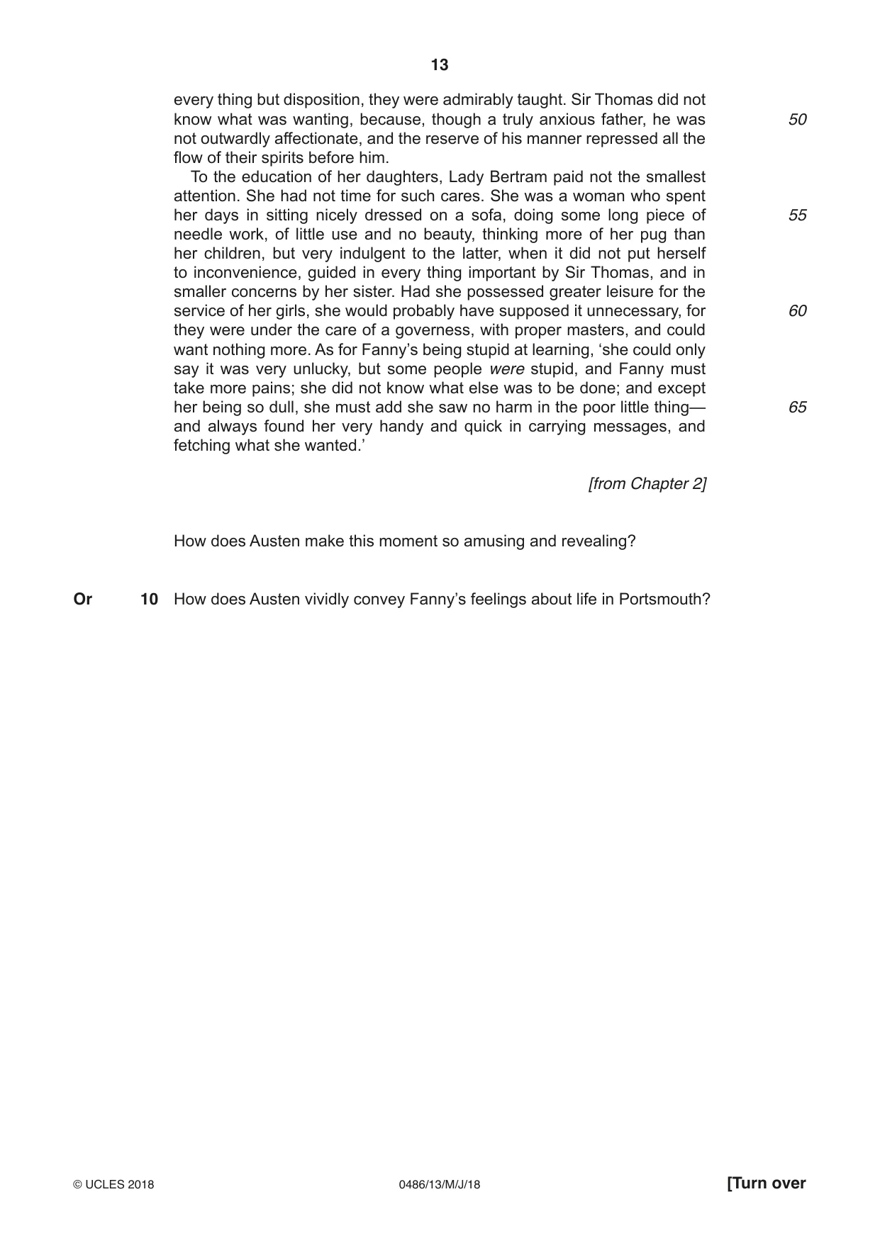 Cambridge IGCSE English - Literature 0486 2018 May/June Paper 1 · Variant 3 question paper, page 13 of 28