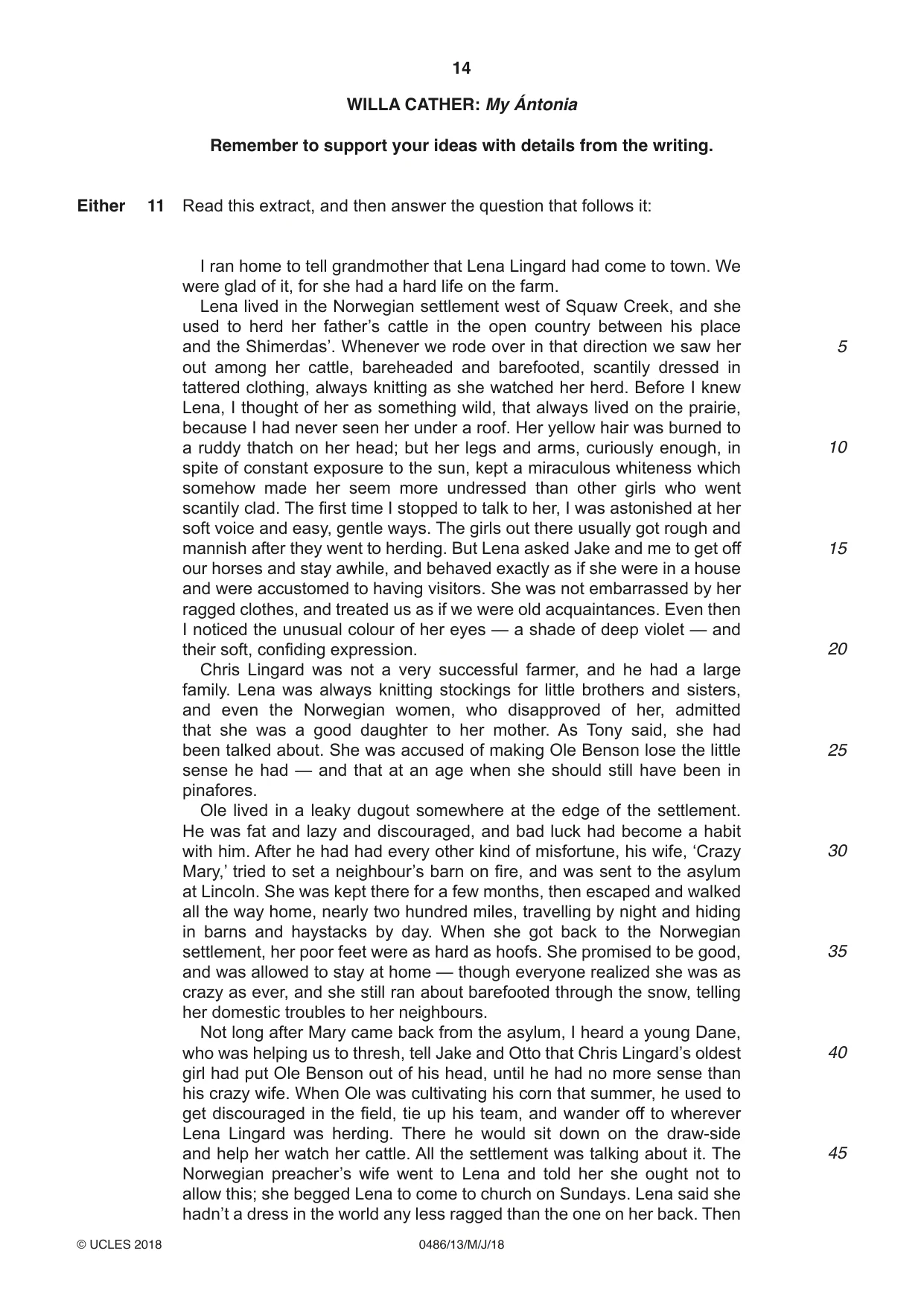 Cambridge IGCSE English - Literature 0486 2018 May/June Paper 1 · Variant 3 question paper, page 14 of 28