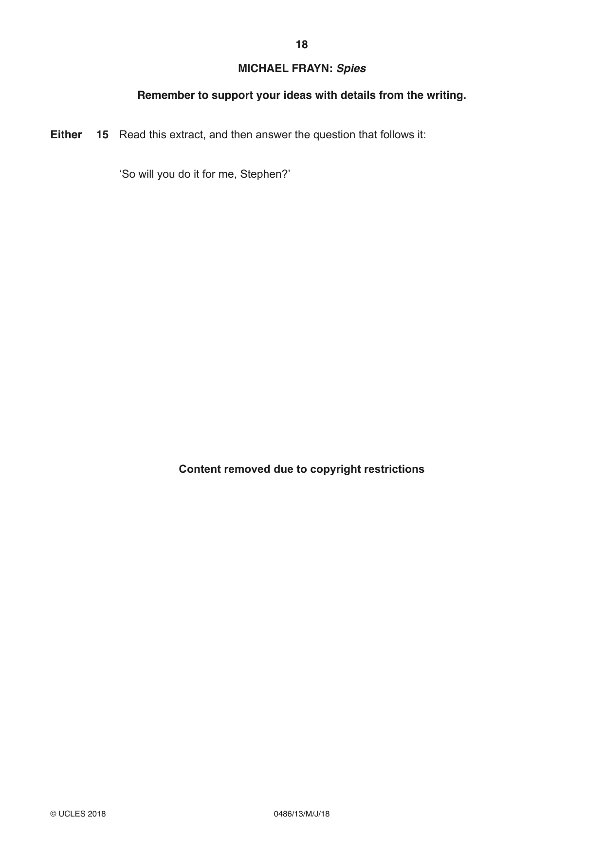 Cambridge IGCSE English - Literature 0486 2018 May/June Paper 1 · Variant 3 question paper, page 18 of 28
