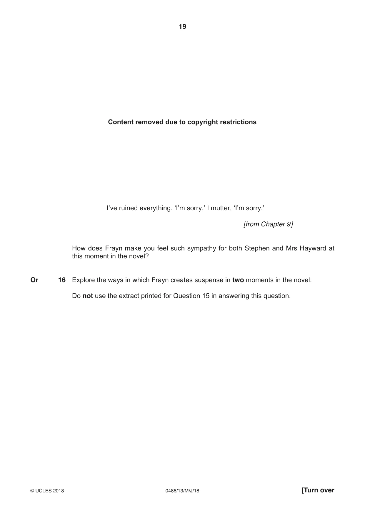 Cambridge IGCSE English - Literature 0486 2018 May/June Paper 1 · Variant 3 question paper, page 19 of 28