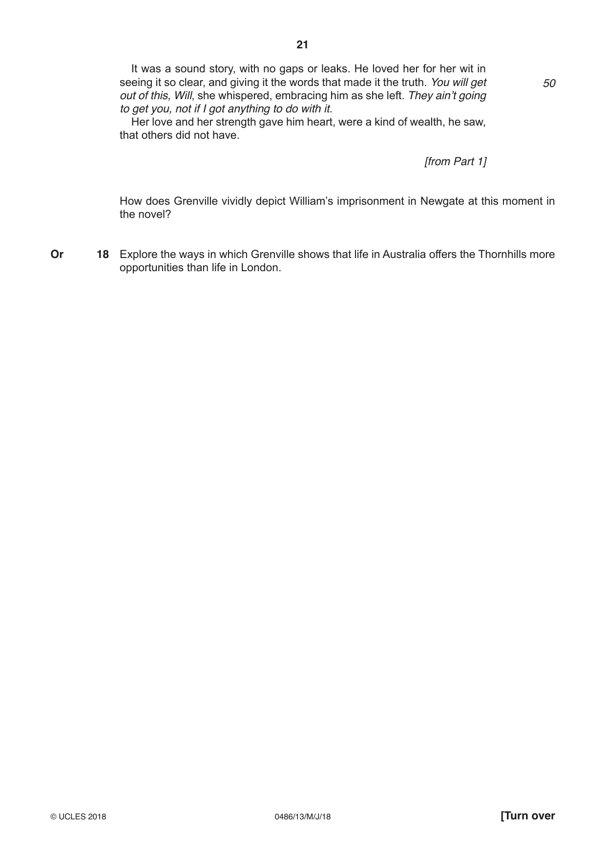 Cambridge IGCSE English - Literature 0486 2018 May/June Paper 1 · Variant 3 question paper, page 21 of 28