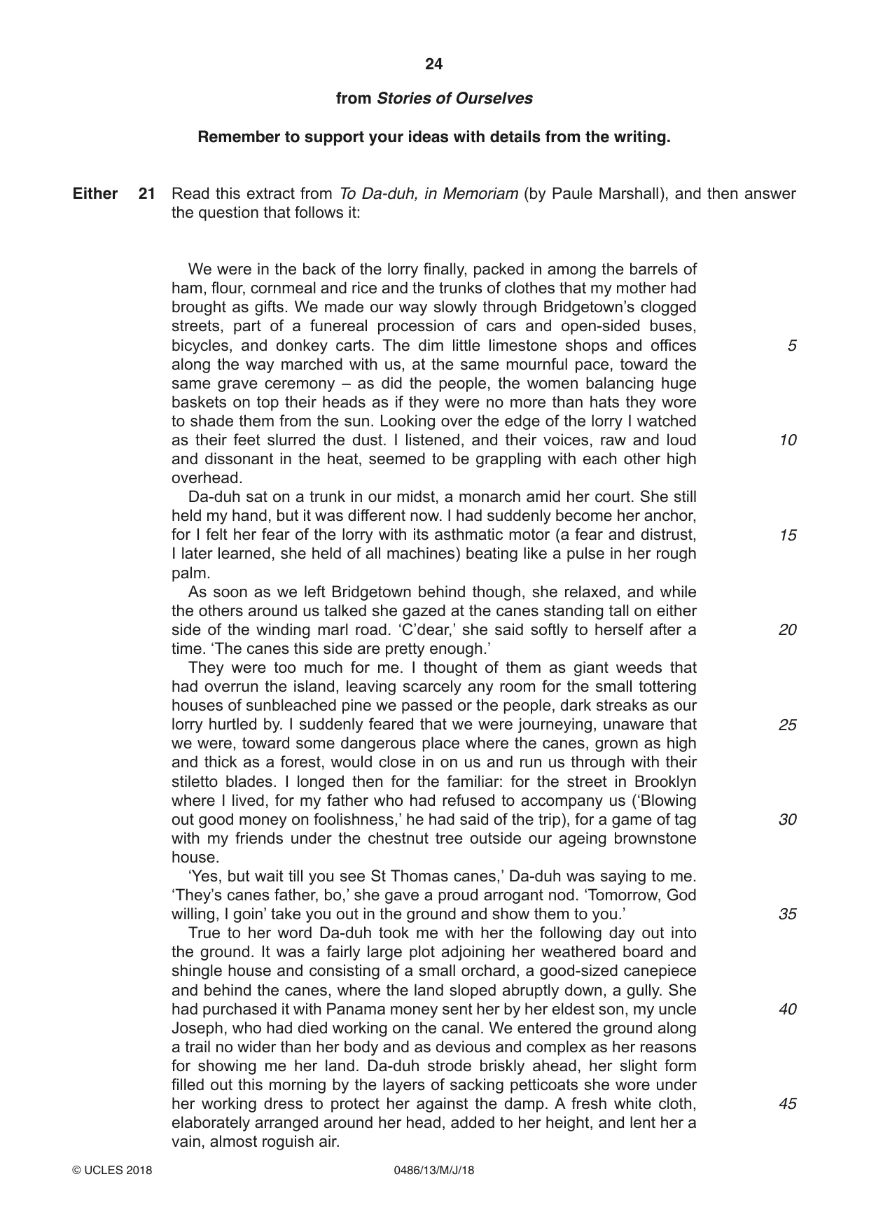 Cambridge IGCSE English - Literature 0486 2018 May/June Paper 1 · Variant 3 question paper, page 24 of 28