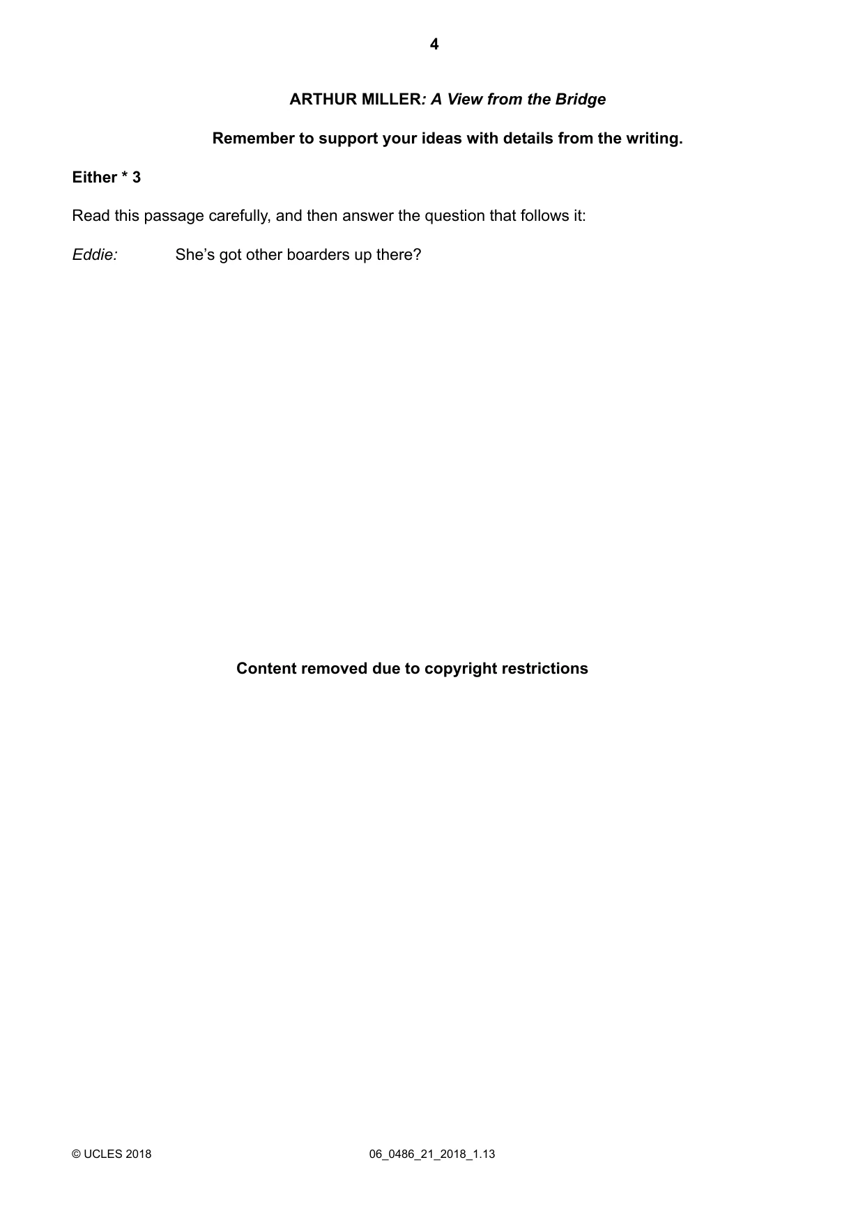 Cambridge IGCSE English - Literature 0486 2018 May/June Paper 2 · Variant 1 question paper, page 4 of 12
