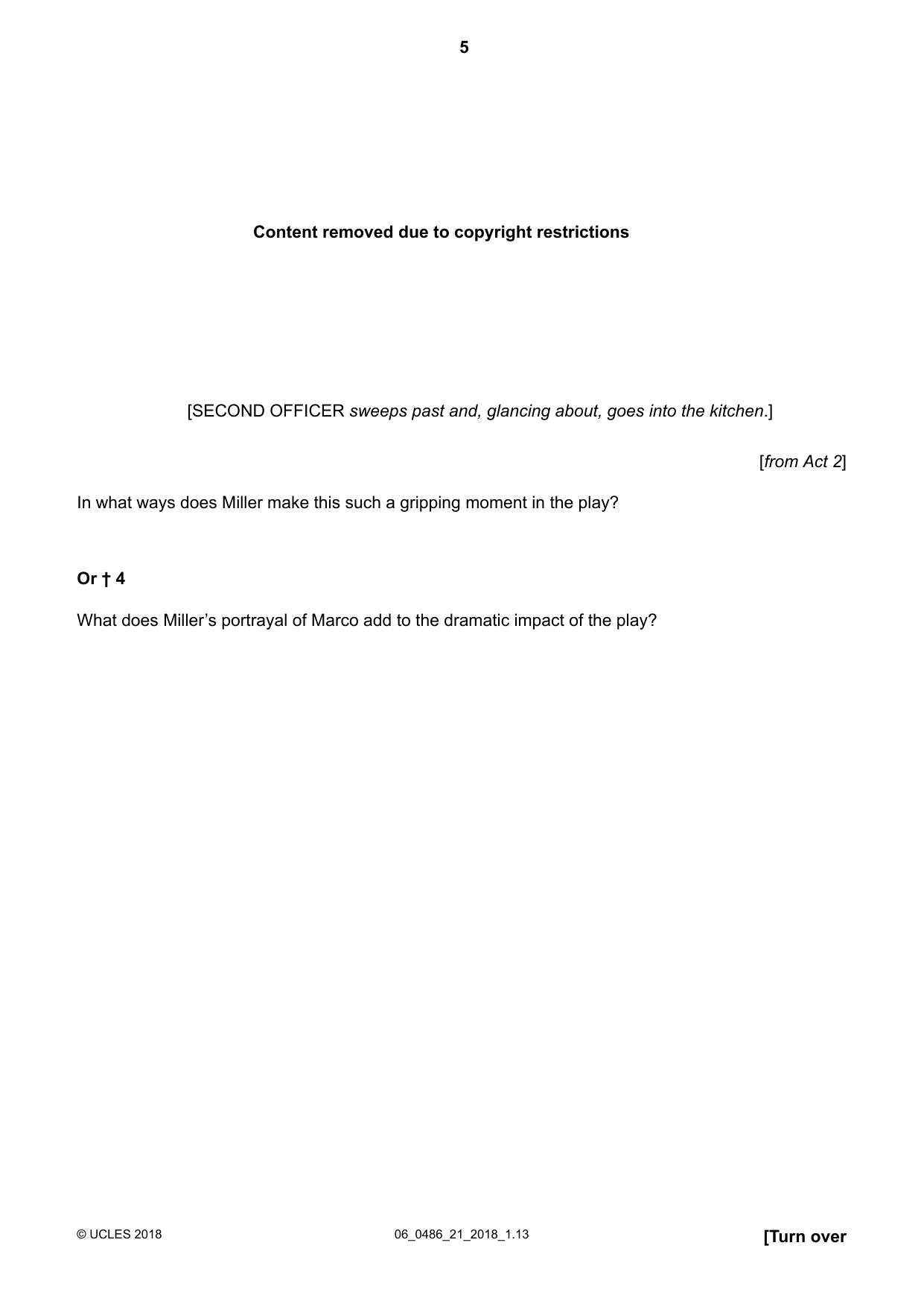Cambridge IGCSE English - Literature 0486 2018 May/June Paper 2 · Variant 1 question paper, page 5 of 12