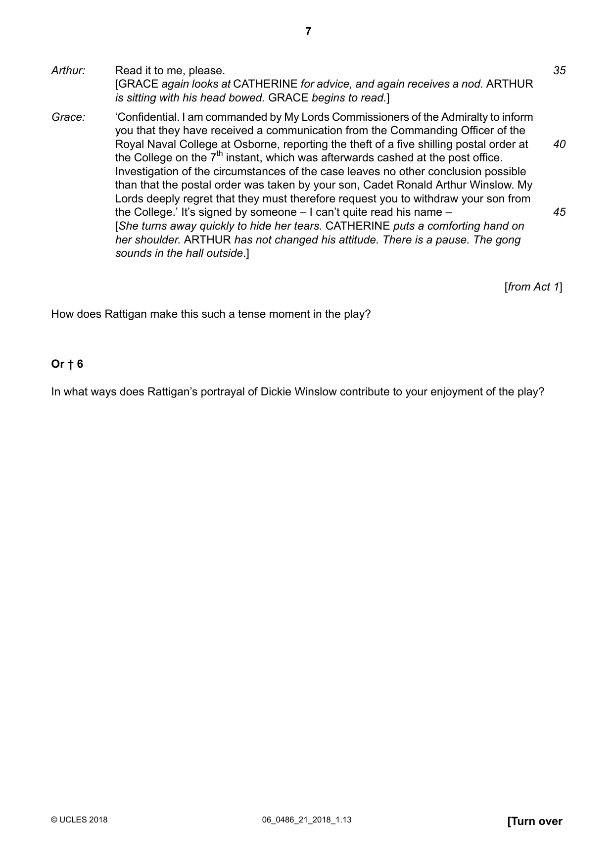 Cambridge IGCSE English - Literature 0486 2018 May/June Paper 2 · Variant 1 question paper, page 7 of 12