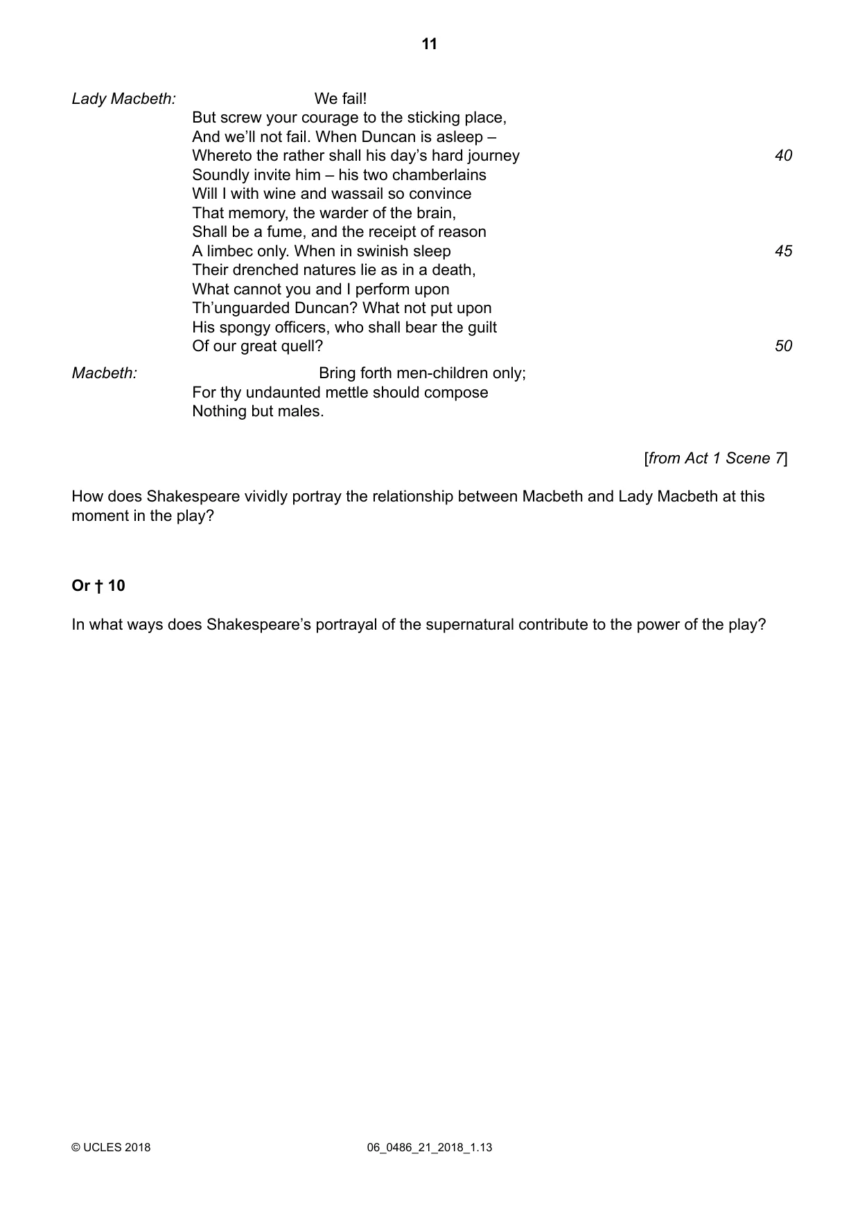 Cambridge IGCSE English - Literature 0486 2018 May/June Paper 2 · Variant 1 question paper, page 11 of 12