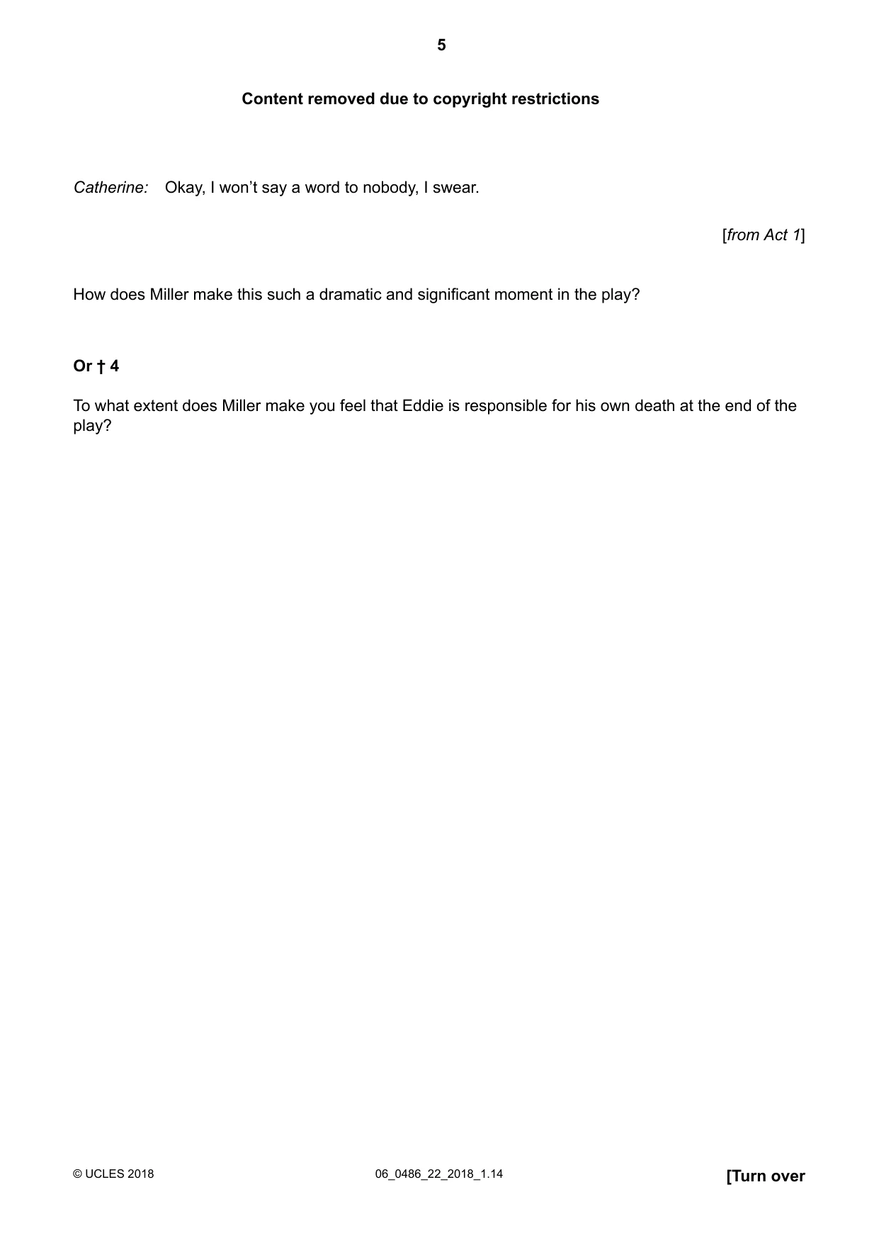 Cambridge IGCSE English - Literature 0486 2018 May/June Paper 2 · Variant 2 question paper, page 5 of 12