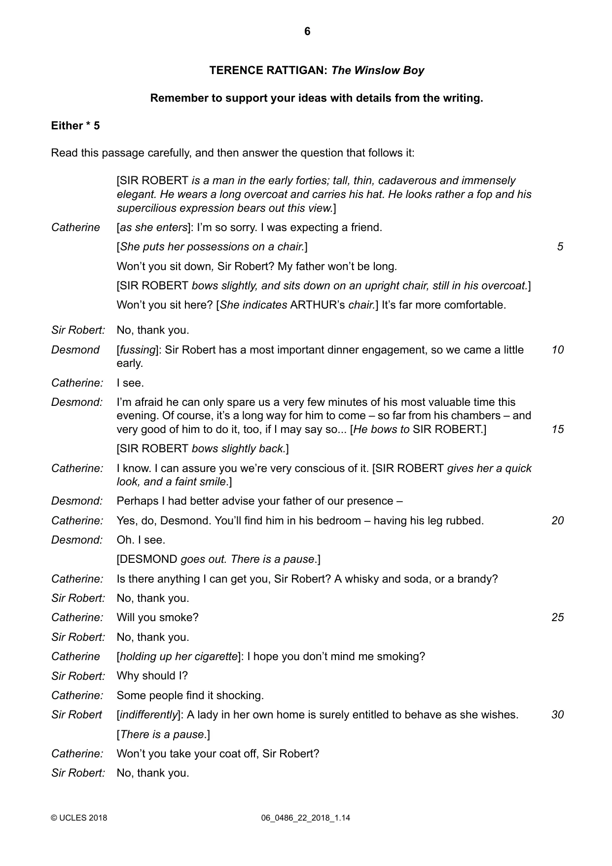 Cambridge IGCSE English - Literature 0486 2018 May/June Paper 2 · Variant 2 question paper, page 6 of 12