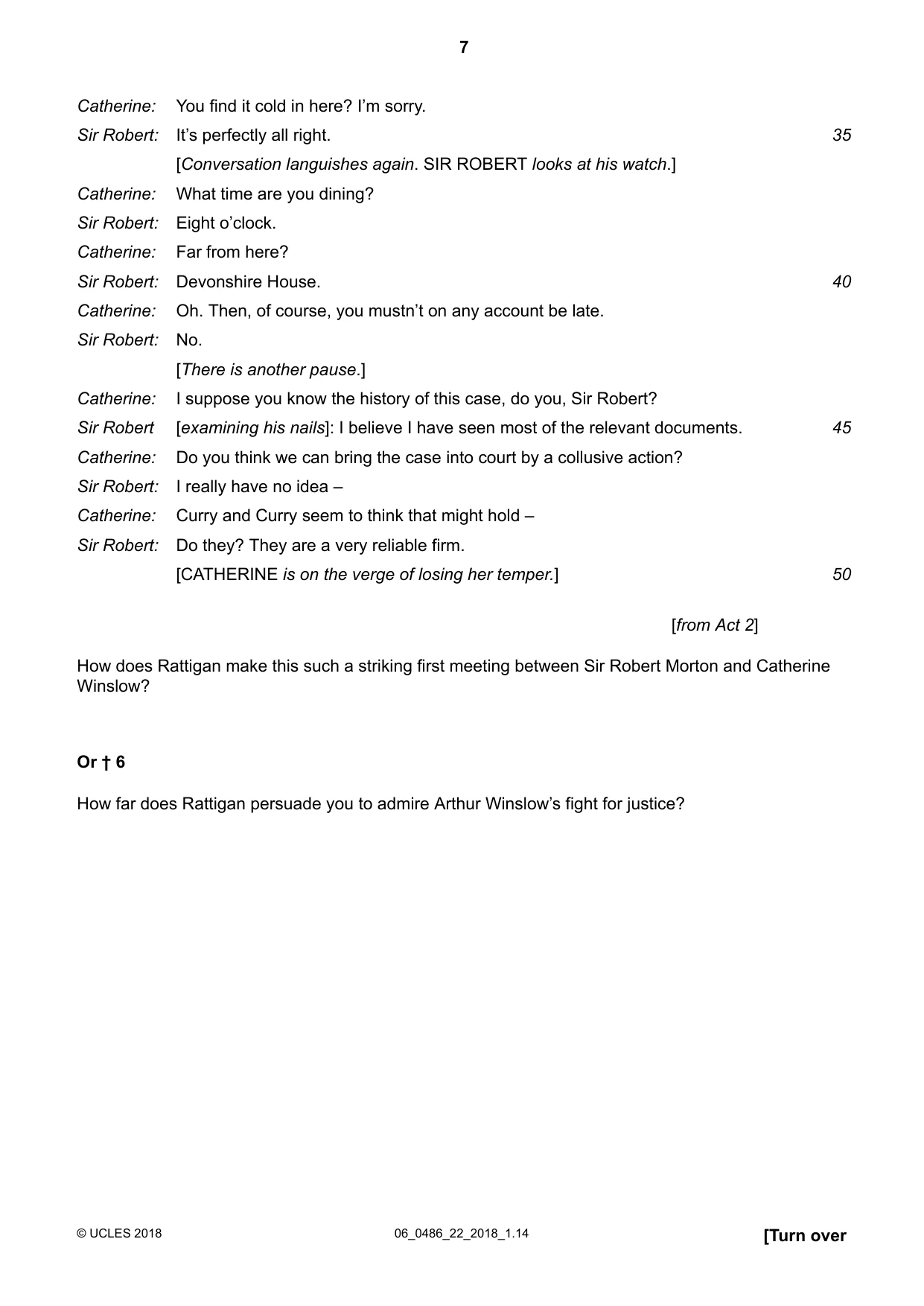 Cambridge IGCSE English - Literature 0486 2018 May/June Paper 2 · Variant 2 question paper, page 7 of 12