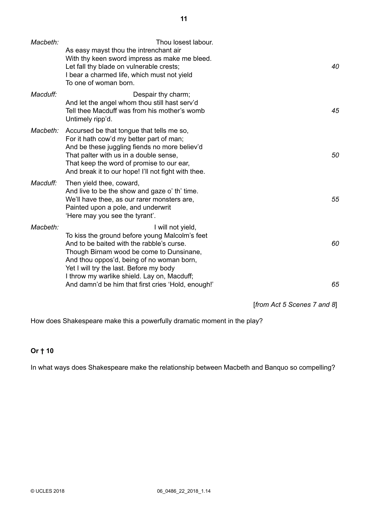 Cambridge IGCSE English - Literature 0486 2018 May/June Paper 2 · Variant 2 question paper, page 11 of 12