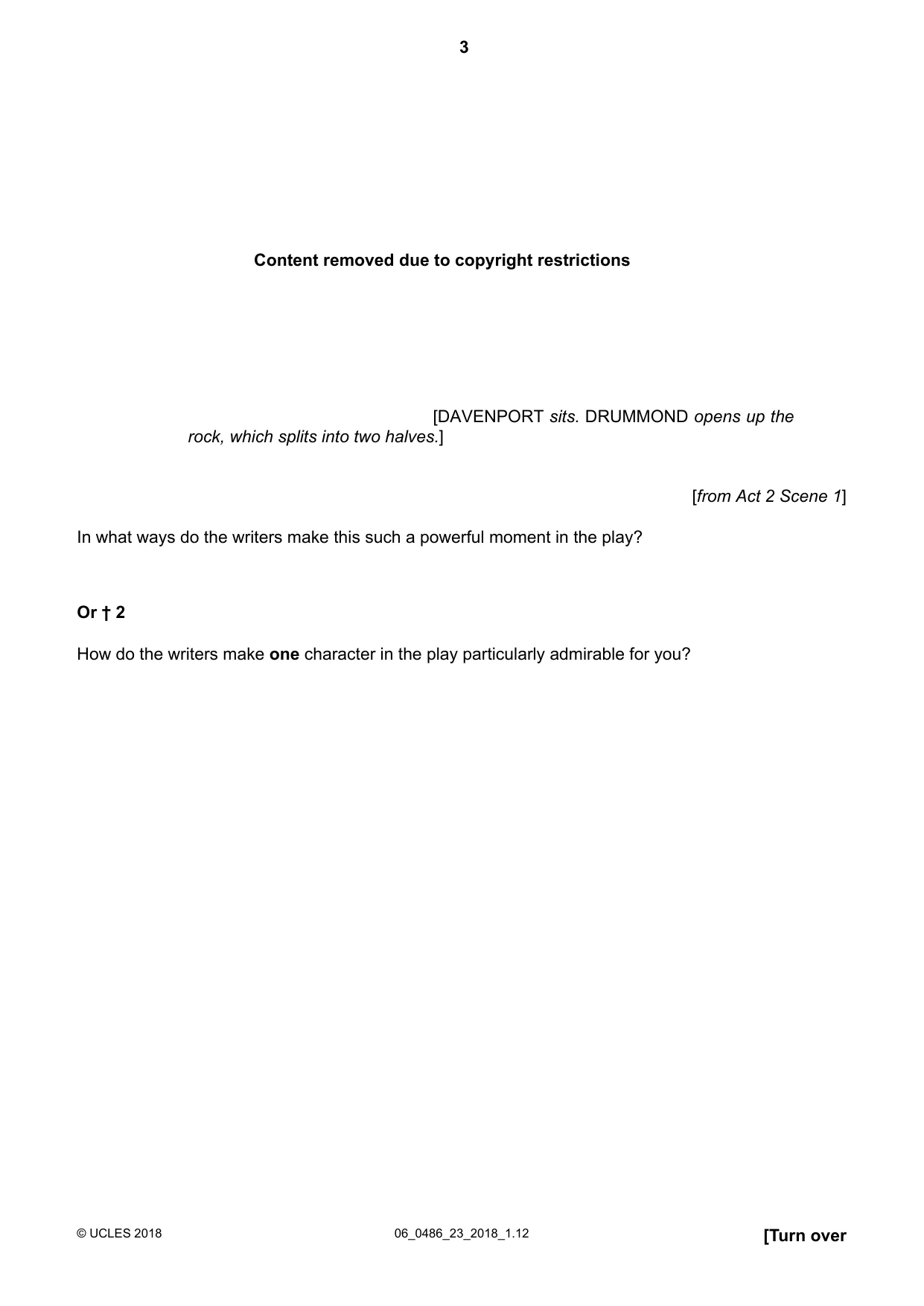 Cambridge IGCSE English - Literature 0486 2018 May/June Paper 2 · Variant 3 question paper, page 3 of 12