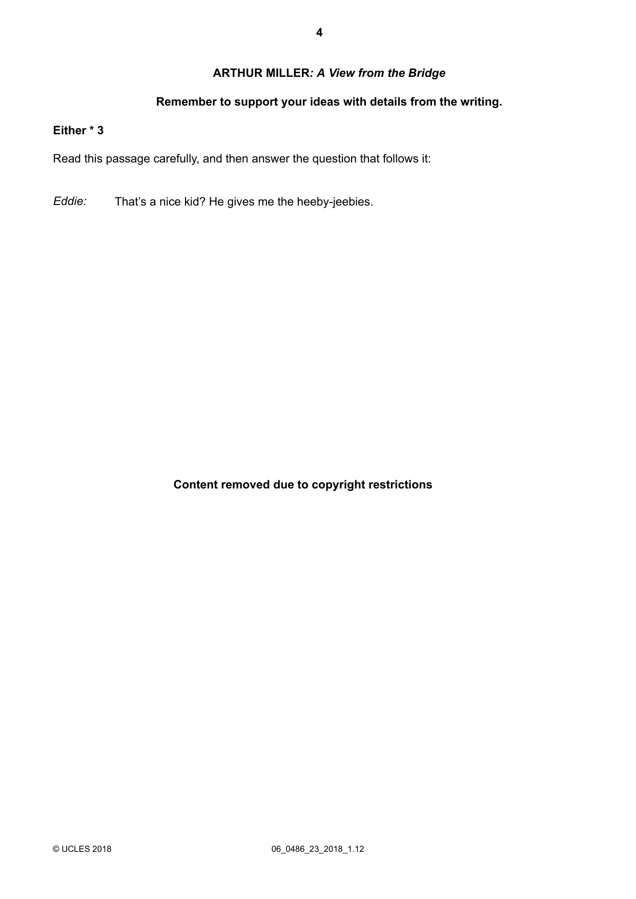 Cambridge IGCSE English - Literature 0486 2018 May/June Paper 2 · Variant 3 question paper, page 4 of 12