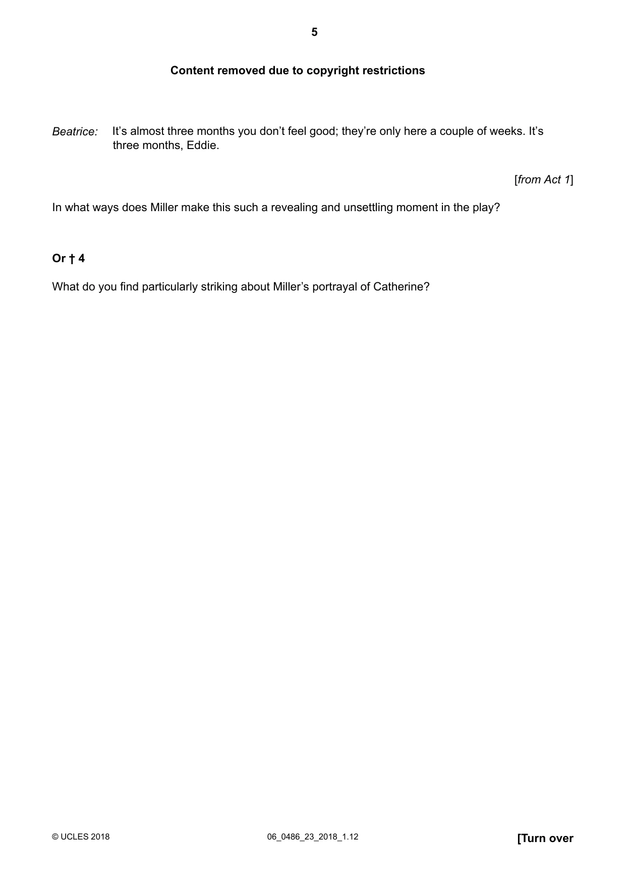 Cambridge IGCSE English - Literature 0486 2018 May/June Paper 2 · Variant 3 question paper, page 5 of 12
