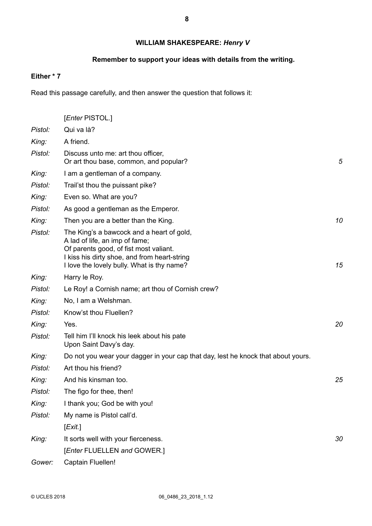 Cambridge IGCSE English - Literature 0486 2018 May/June Paper 2 · Variant 3 question paper, page 8 of 12
