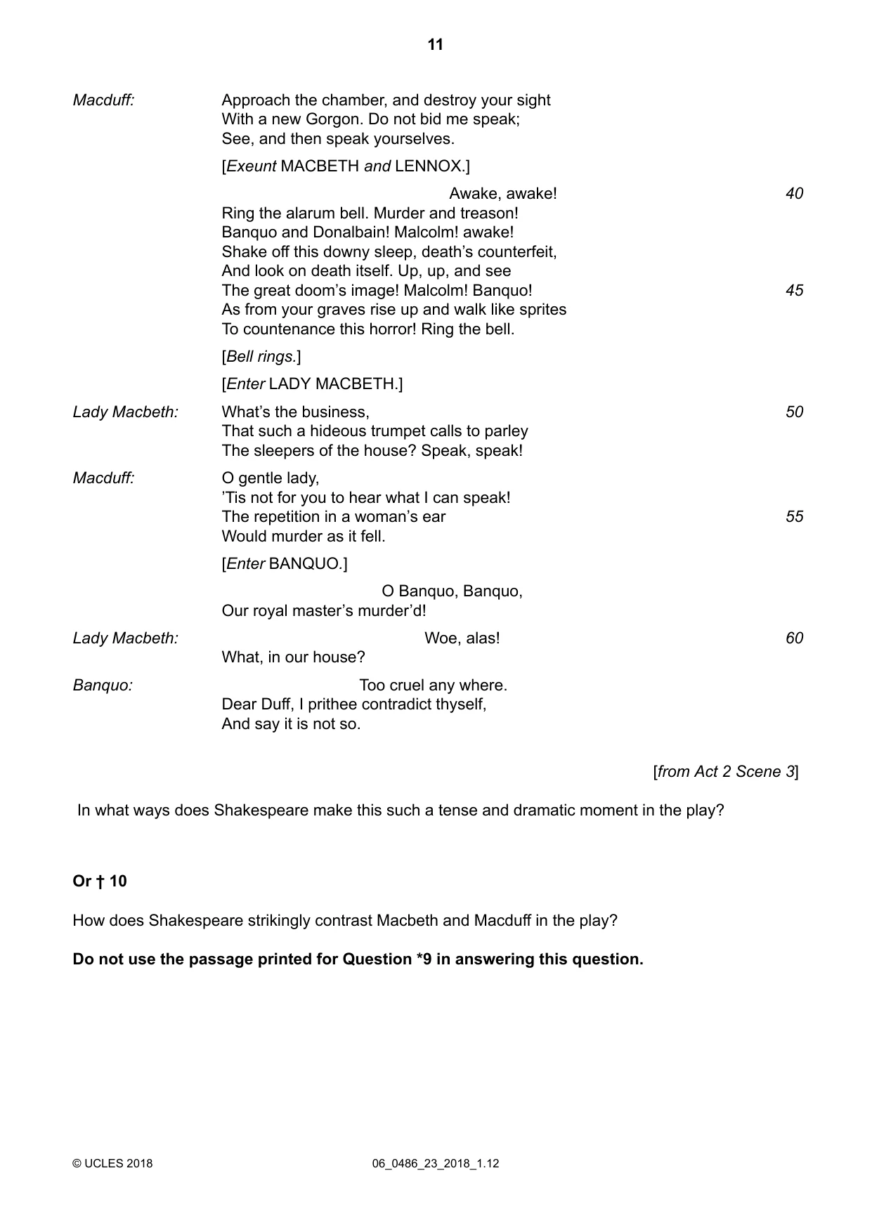 Cambridge IGCSE English - Literature 0486 2018 May/June Paper 2 · Variant 3 question paper, page 11 of 12