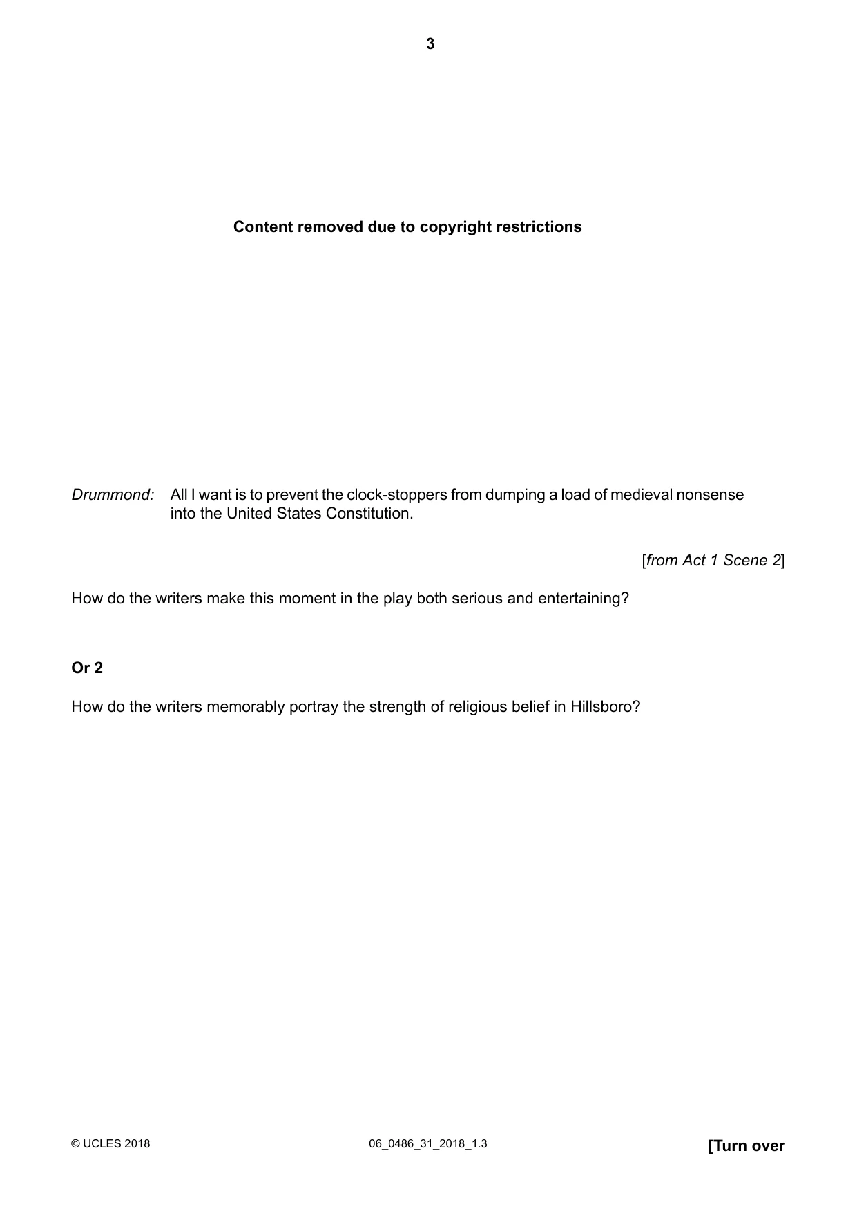 Cambridge IGCSE English - Literature 0486 2018 May/June Paper 3 · Variant 1 question paper, page 3 of 12