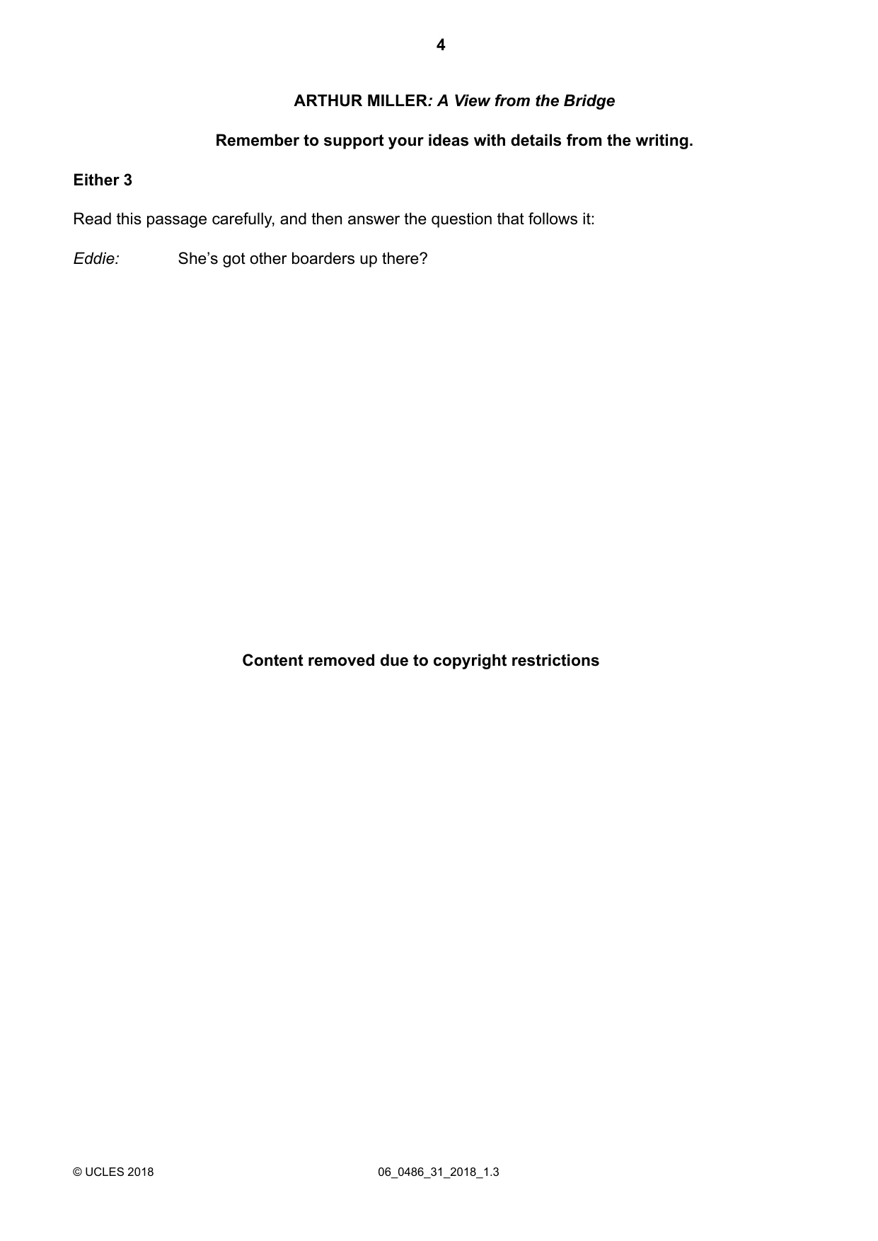 Cambridge IGCSE English - Literature 0486 2018 May/June Paper 3 · Variant 1 question paper, page 4 of 12