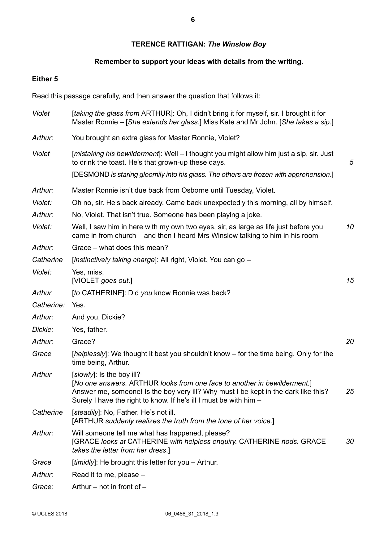 Cambridge IGCSE English - Literature 0486 2018 May/June Paper 3 · Variant 1 question paper, page 6 of 12