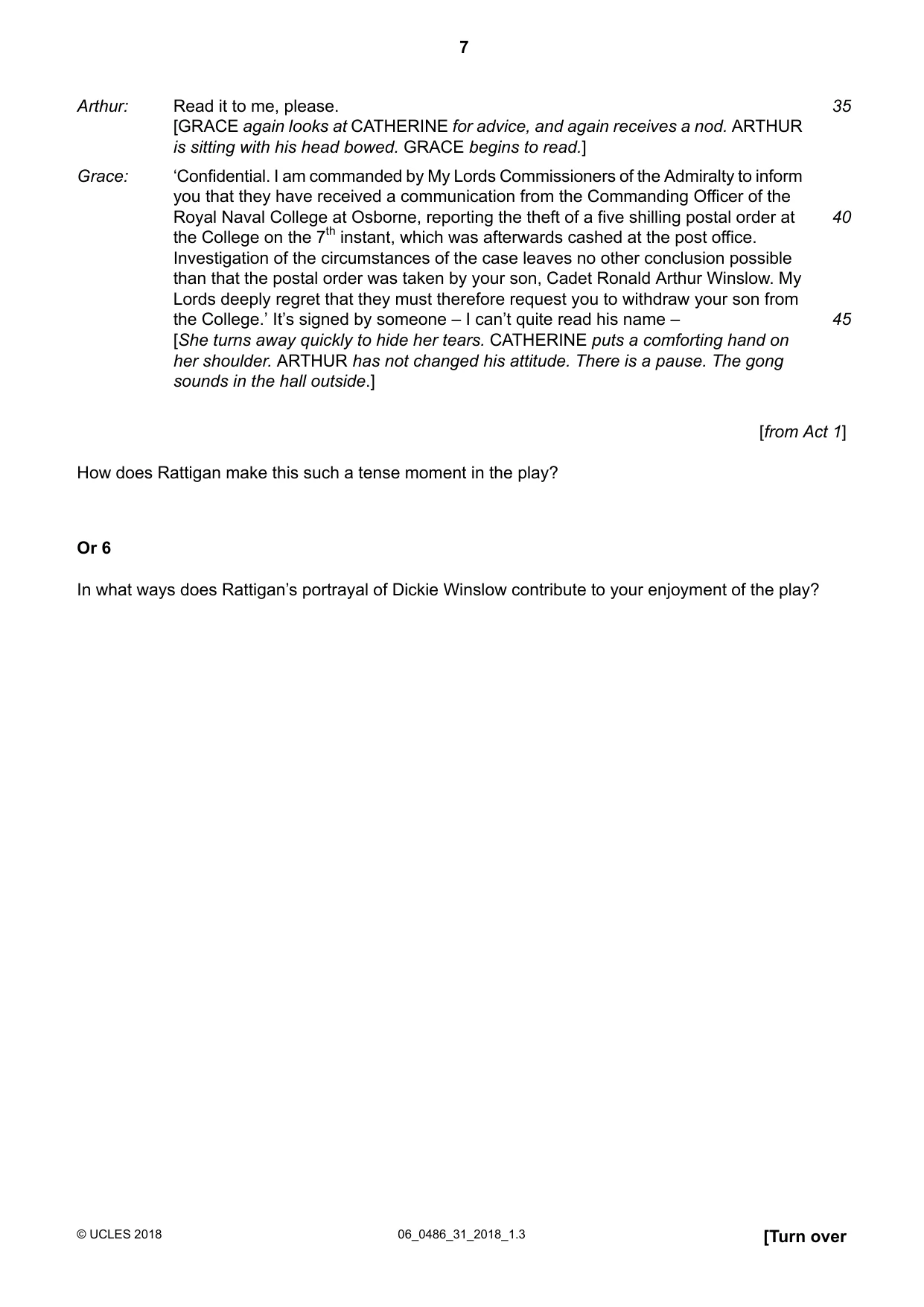 Cambridge IGCSE English - Literature 0486 2018 May/June Paper 3 · Variant 1 question paper, page 7 of 12